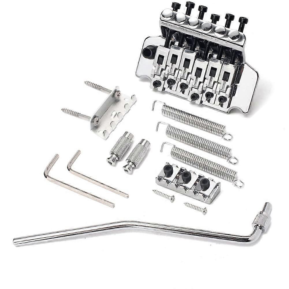 Silver/Black Electric Guitar Floyd Rose Double Locking Tremolo Bridge System, Adjustable for Enhanced Performance