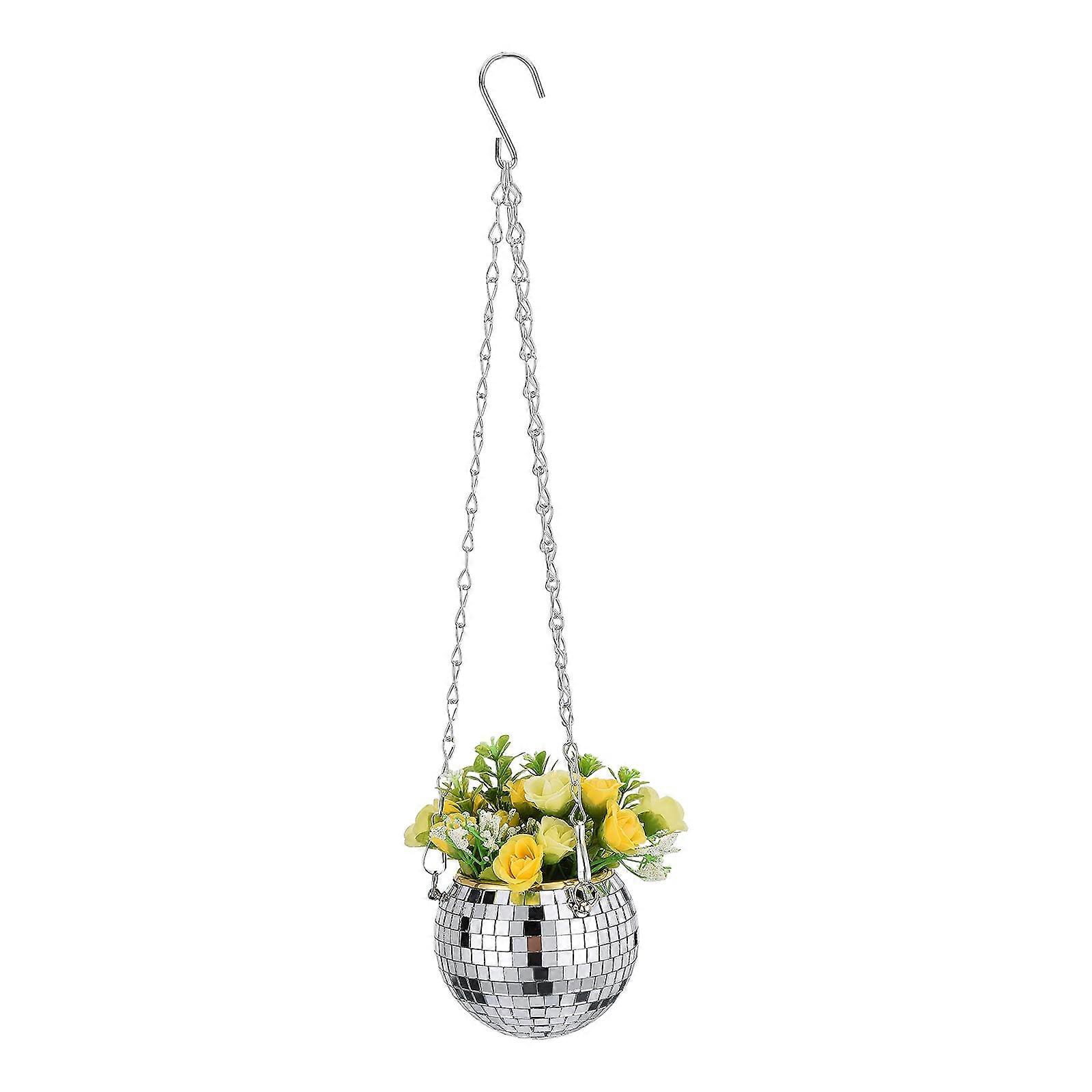 Mirror Ball Hanging Planter for Indoor Plants, 4 Inch with Ceiling Hook Ref: 5053