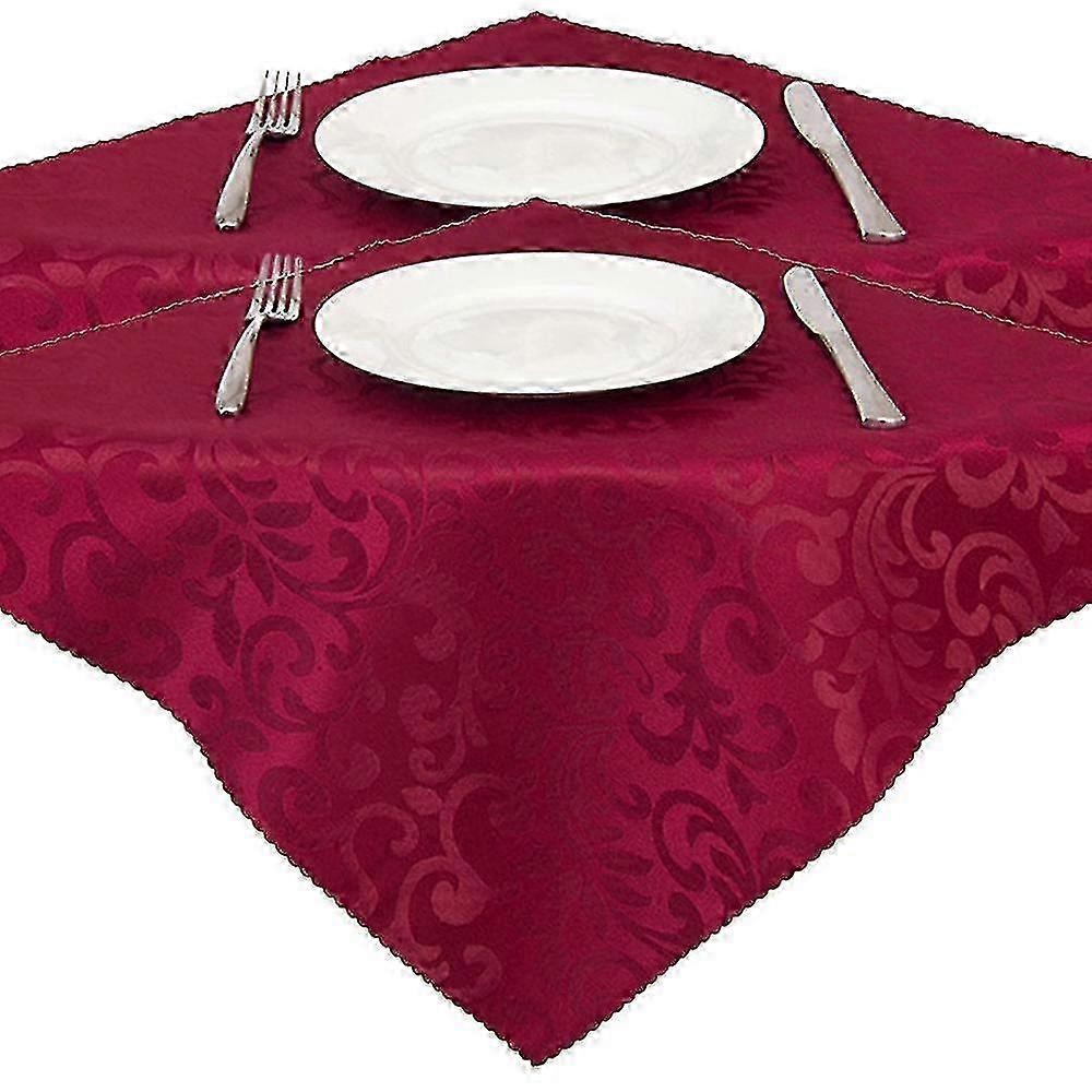 Elegant Damask Jacquard Waterproof Spillproof Table Set of 10 - Claret