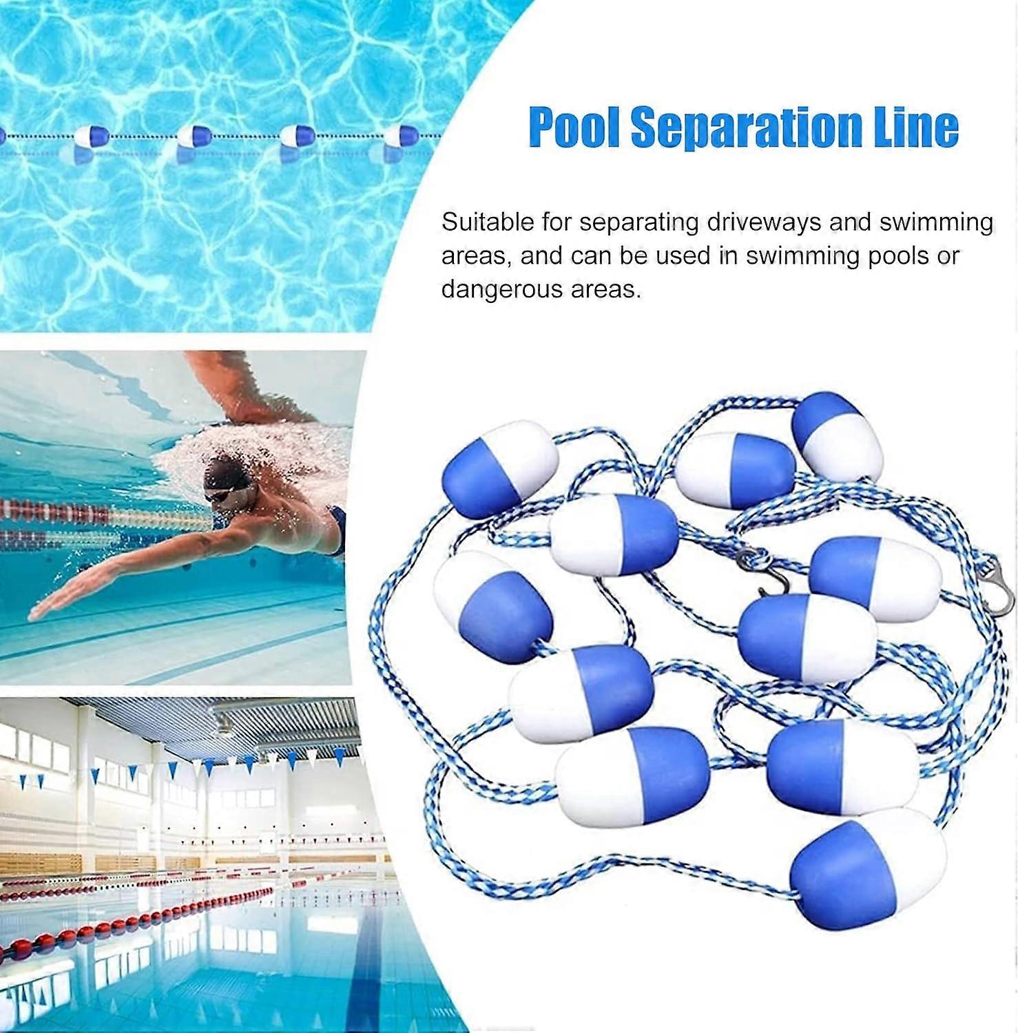 Floating lane rope for pool competitions with stainless steel hooks, 1040 feet