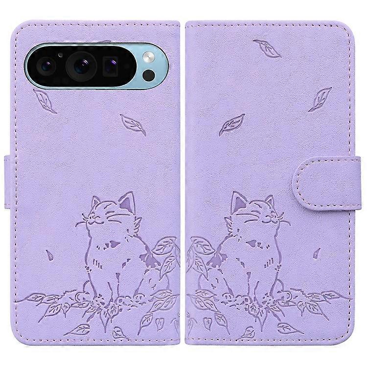 Compatible For Google Pixel 9 Pro XL Case Wallet Cat Pattern Imprinted Leather Phone Cover