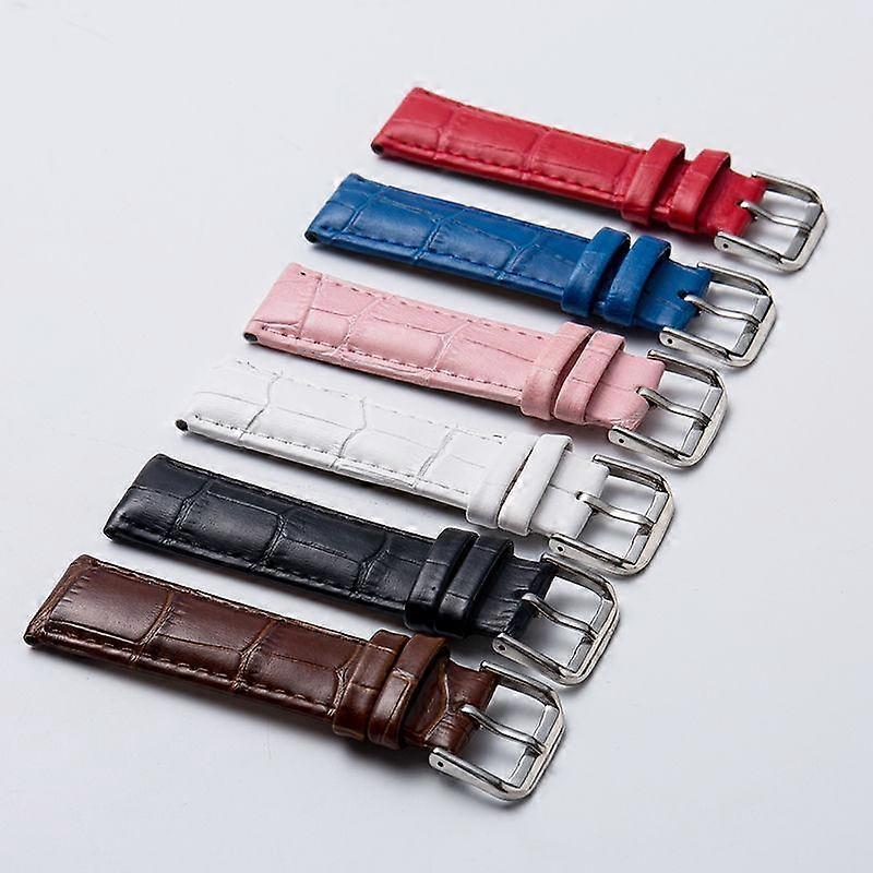 Genuine Leather Watch Strap with Pin Buckle - Cowhide Watch Band for Men and Women (Includes Tools and Ear Piercing Kit)