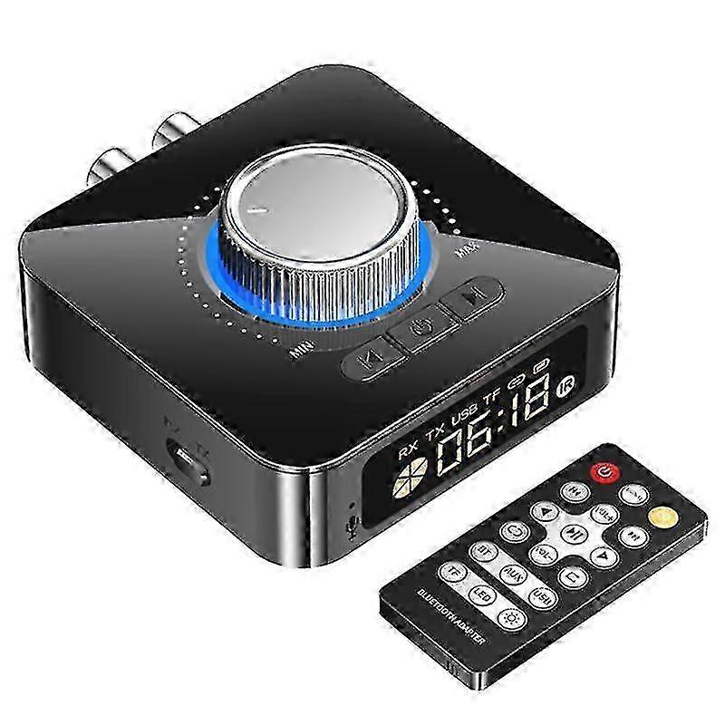 Bluetooth 5.0 Audio Transmitter Receiver with 3.5mm AUX & Remote - Black