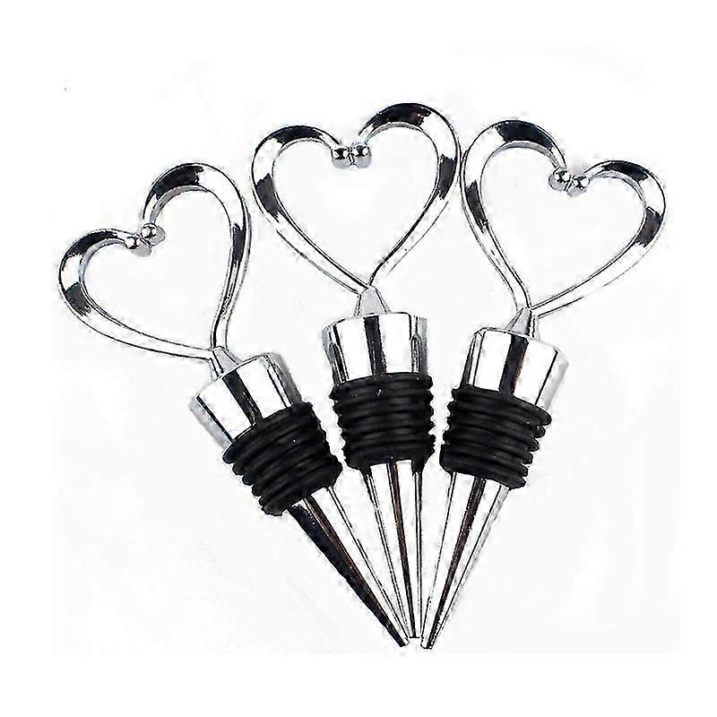 Tappo per bottiglia di vino a forma di cuore, tappi per champagne e birra in argento 3Pcs