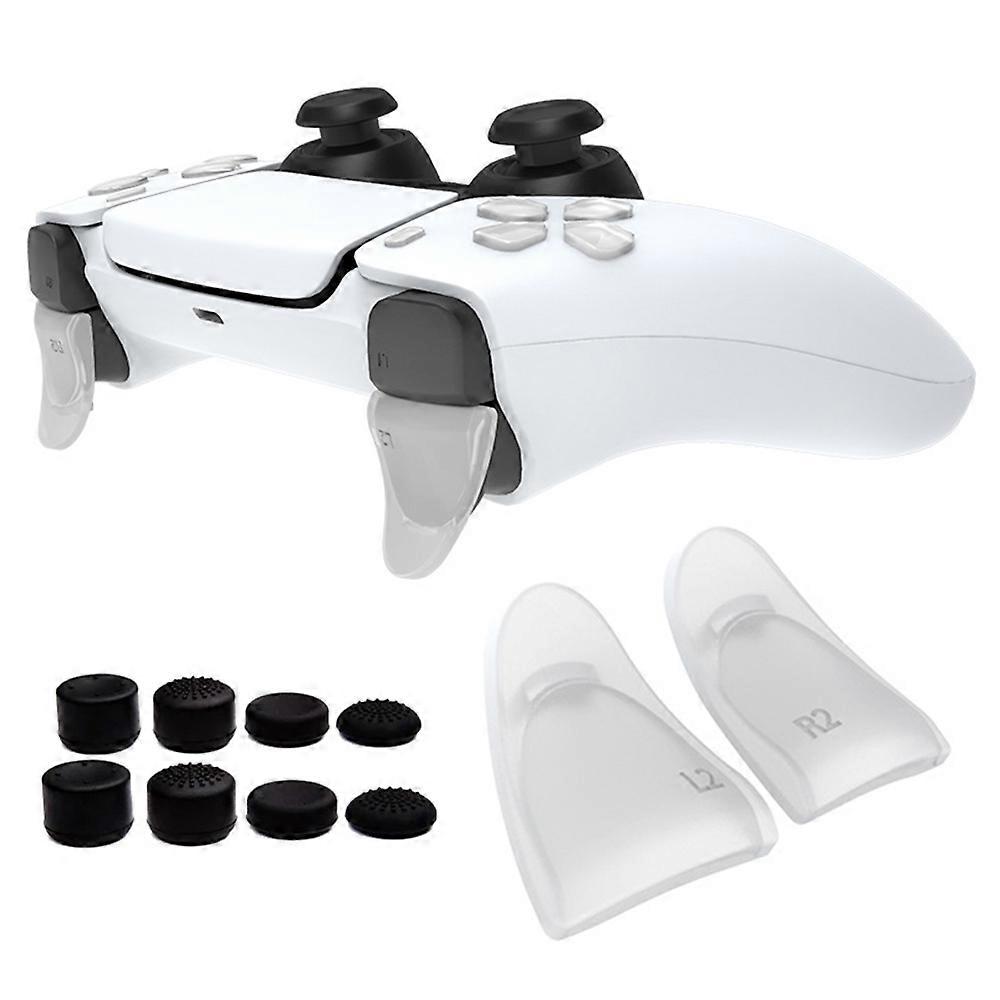 DATA FROG Extended Trigger Button for Sony PS5 L2 R2 Trigger Extender + Key Cap - Transparent White