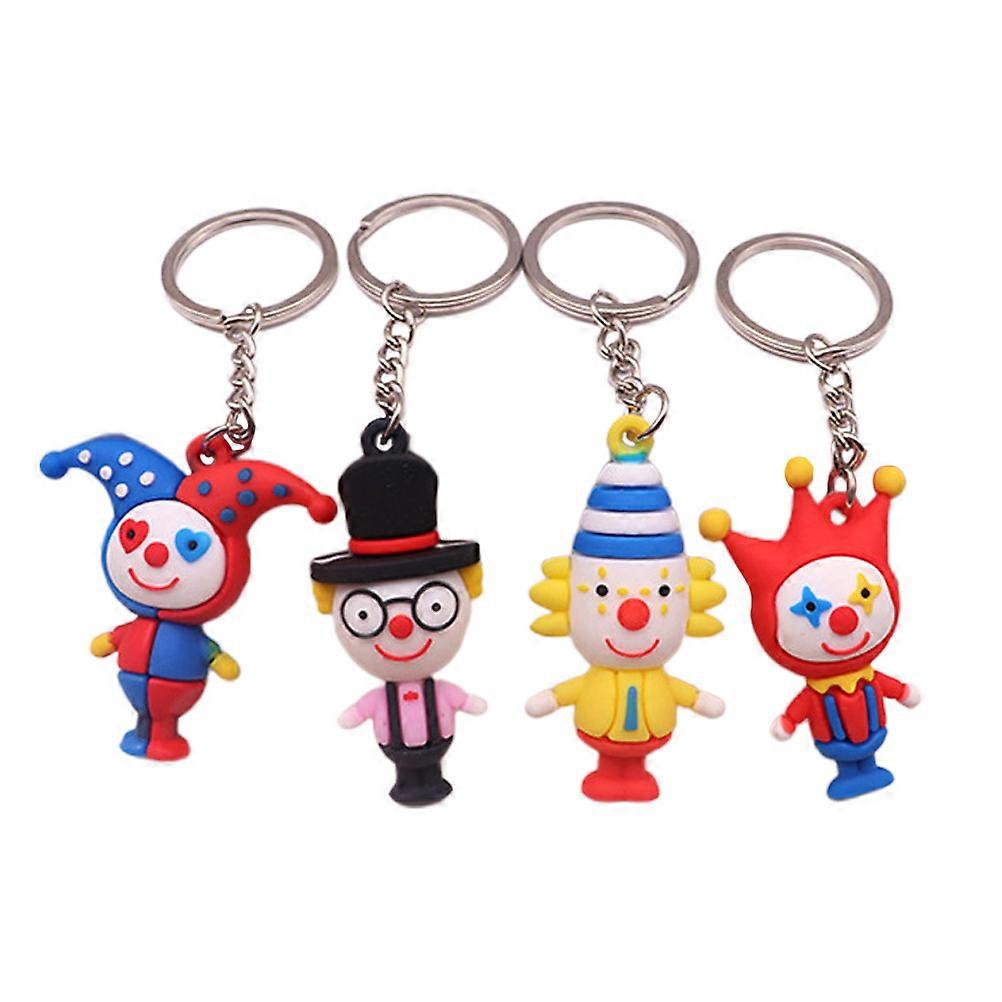 10 Pcs Creative Clown Shape Keychain Pendants Doll Keyring Ornament Mixed Style
