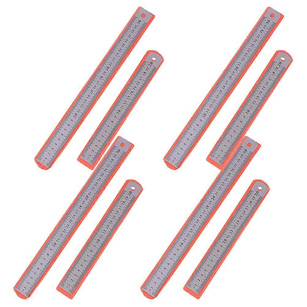 Stainless Steel Measuring Ruler Double Sided Straight Ruler for Sewing Measurement 8Pcs Silver 30x2.5x0.07cm