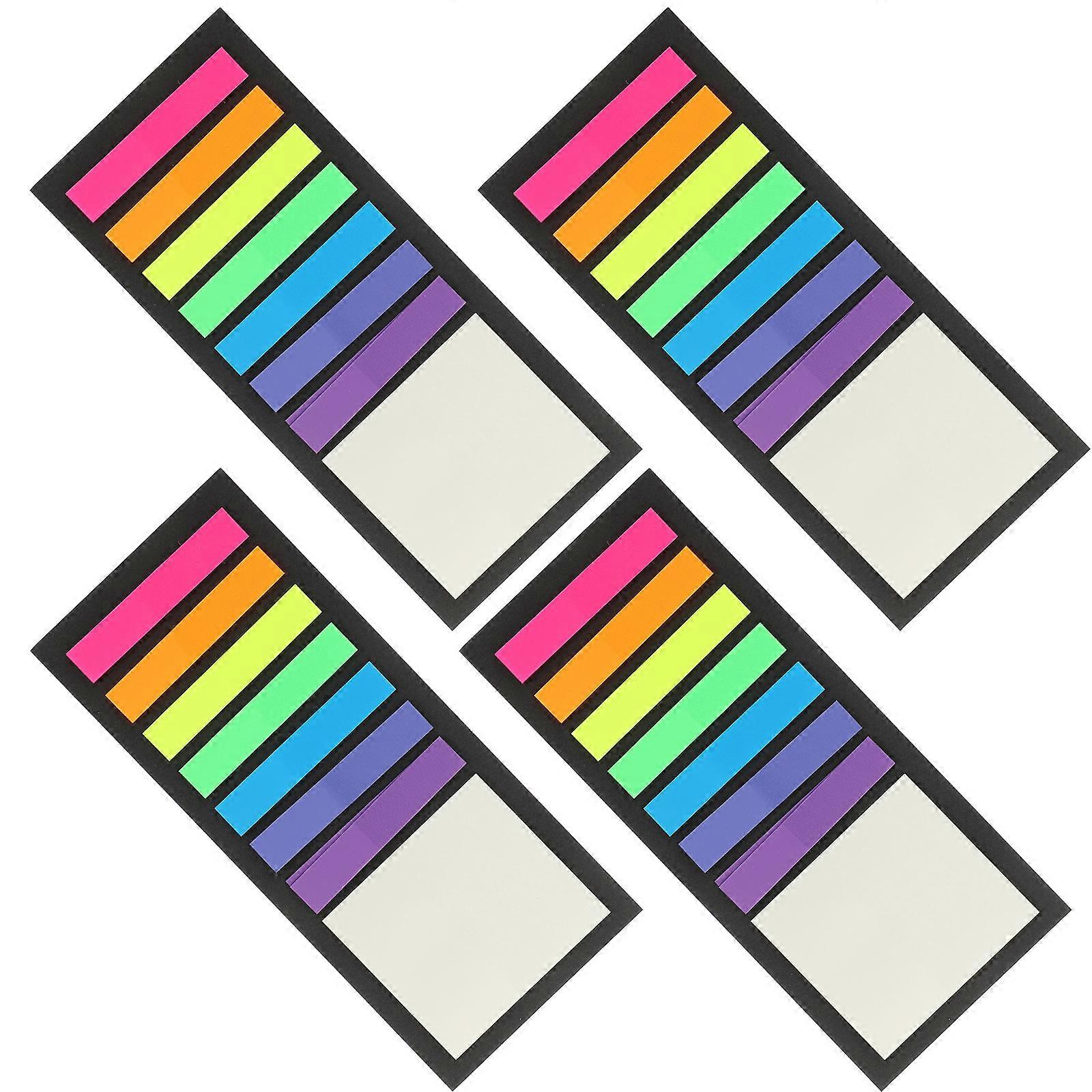 Notebook Tabs Bookmark Sticker Home Use Office Staff PET Material Rectangular Shape Sticky Page Markers 4.4x0.8cm 4 Books