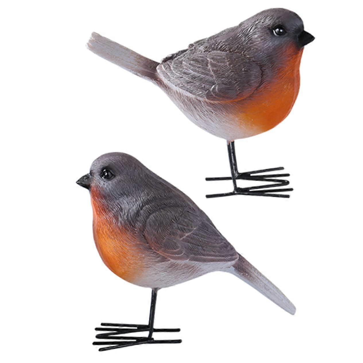 Realistic Bird Figurines Set of 2 Small Decorative Birds for Home Garden Desktop Collection Statues with Lifeline Models