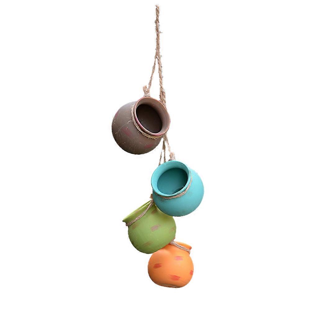 עציצים עסיסיים קרמיים תלויים מיכל אדנית פרחים מגוון מרפסת גן 4 יחידות