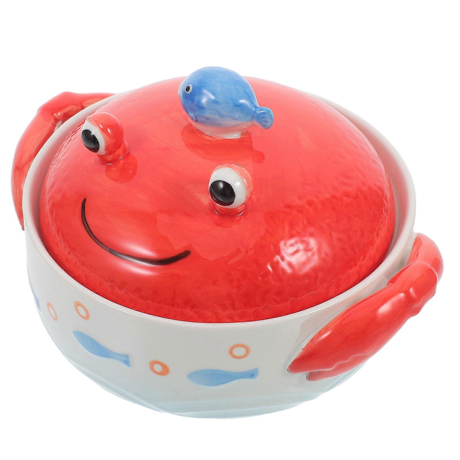 Kitchen Ceramic Bowl Instant Noodle Container Students Daily Use Round Shape 1Pcs