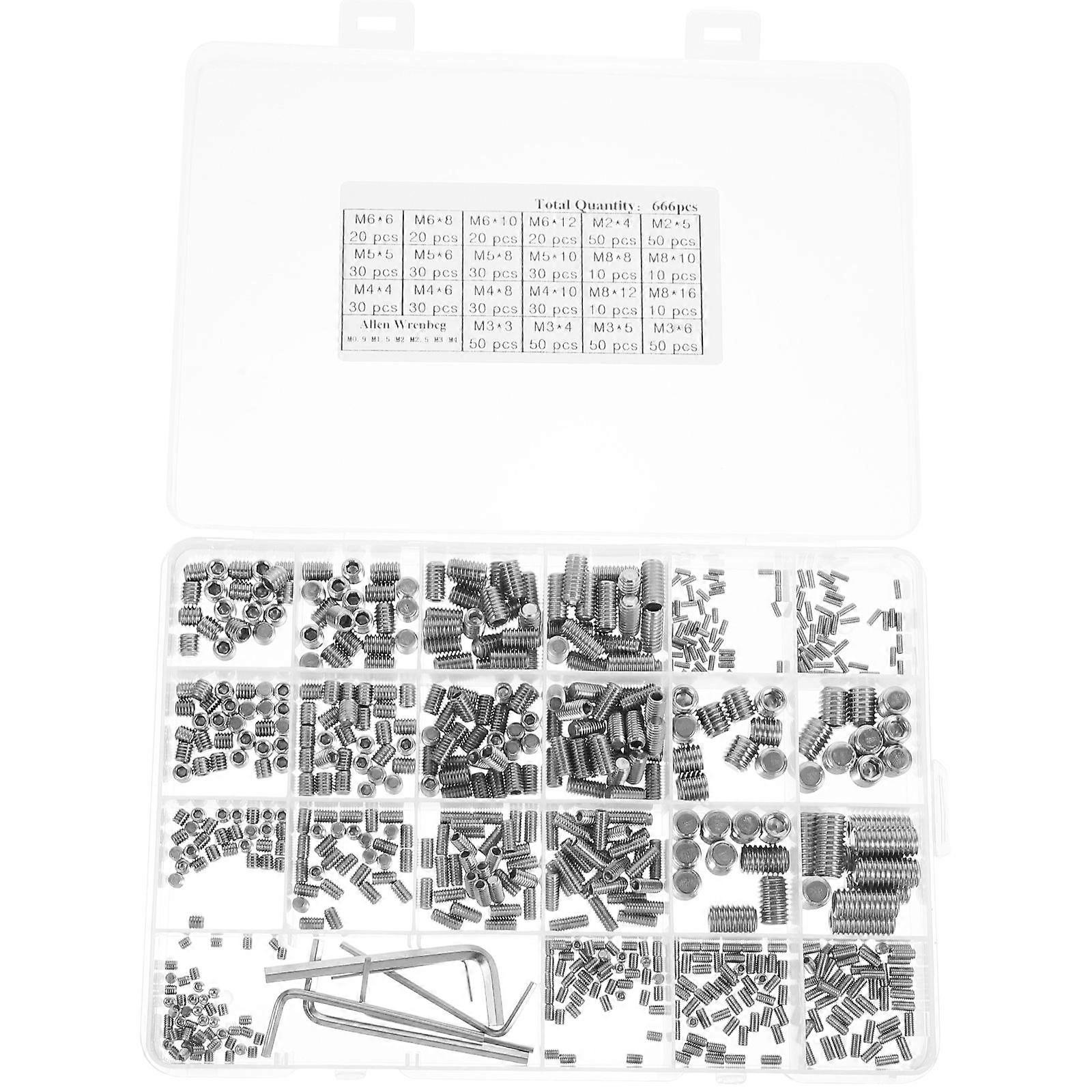 Grub Screws Assortment Kit M6 Firm Thread Repairs Diy Enthusiasts 666Pcs