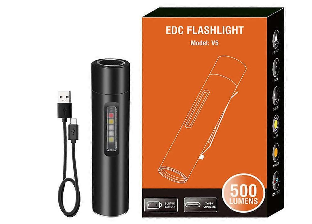 Flashlight 4 Colors Small Flashlight with Pen Clip 500 Lumens Rechargeable Super Bright Flashlights 12 Modes Magnetic IPX5 Waterproof Flash Light(Blac