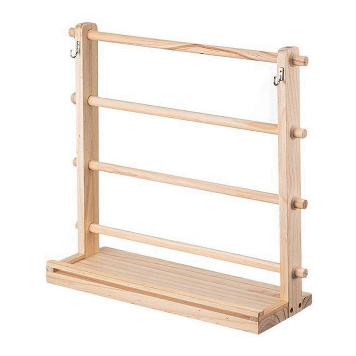 4 Tiers Wooden Ribbon Rack Ribbon Spool Holder