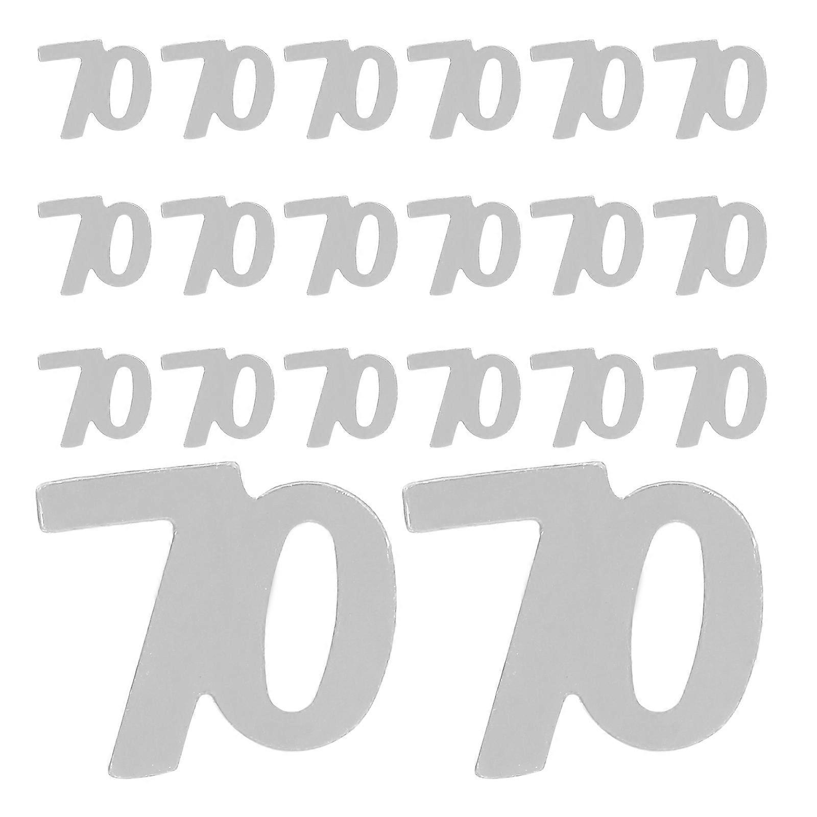 קונפטי יום נישואין כסף מספר 70 קישוט פלסטיק לחגיגת יום הולדת 1200 יחידות