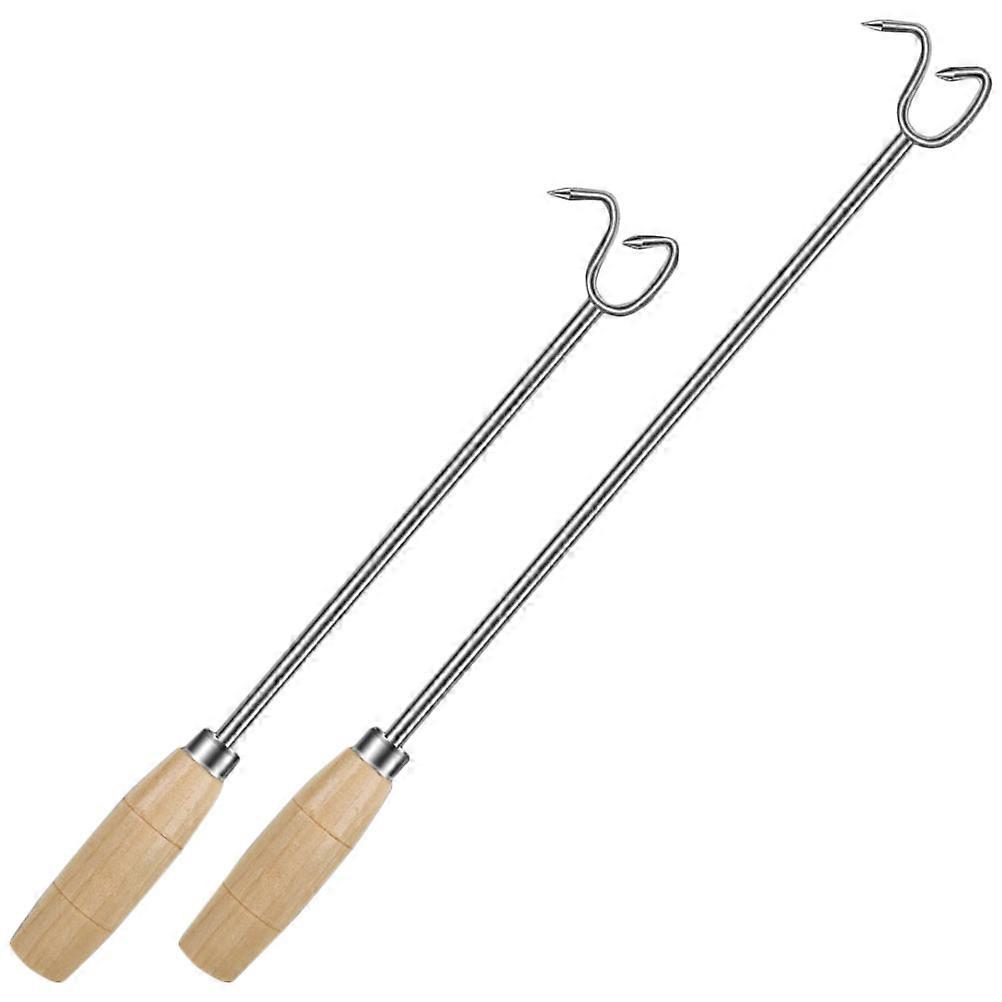 Steak Flipper Hook Grilling Accessories for Butcher Shops Various Parties 40.00X2.00X2.00CM Multi 2Pcs