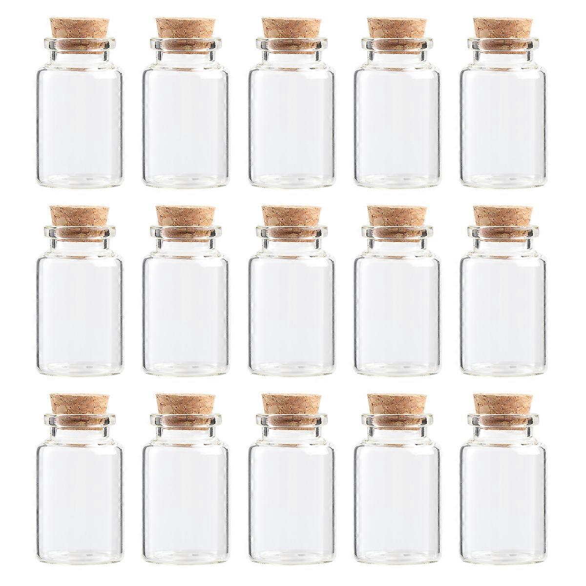 Mini Glass Bottles Small Cork Jars Khaki Color For Decoration Home Party 20Pcs