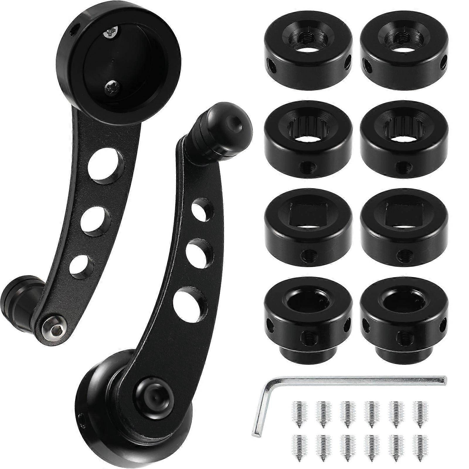 Aluminum Car Window Winder Crank Handle Set   Upgrade Left and Right Door Handles with Mounting Hardware Adapters   Black