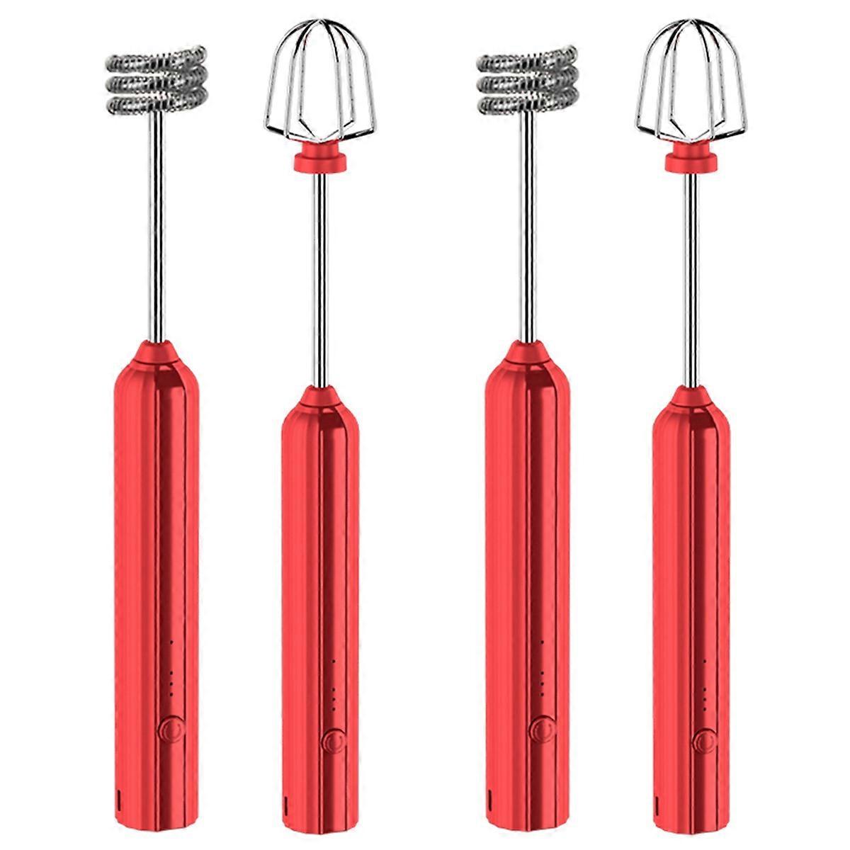 USB Rechargeable Electric Whisk Egg Beater Handheld Blender Red