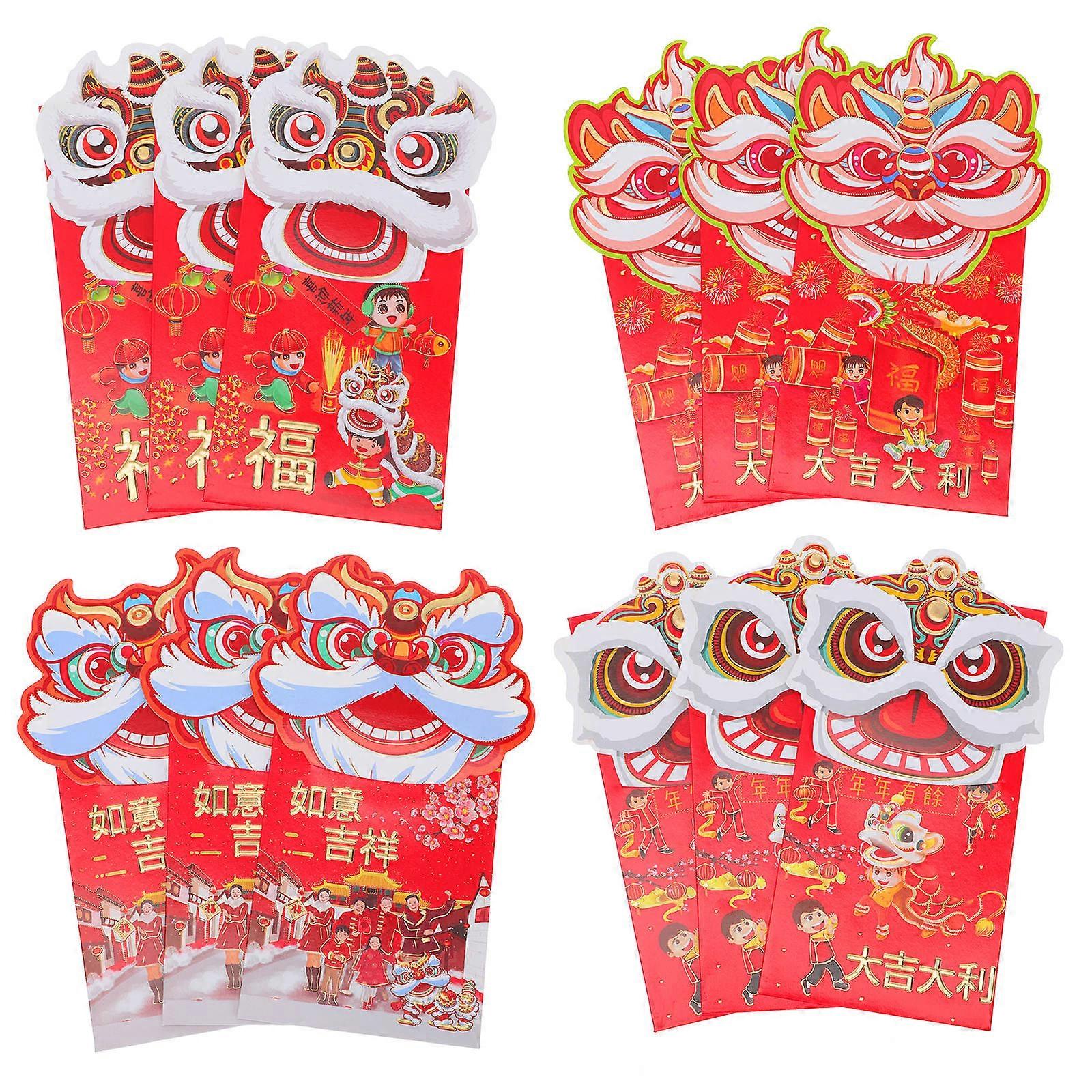 Red Envelope Year of The Tiger Paper Envelopes for Storage 12Pcs Set