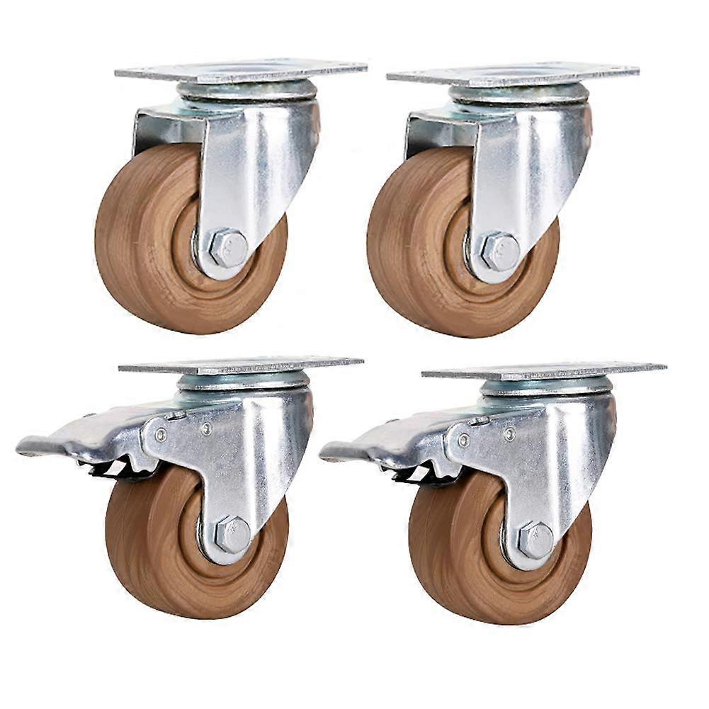 High-Performance Swivel Casters, 3-Inch, 75 mm, 400 kg Capacity, Universal Nylon Trolley Wheels With Brake, 4-Pack