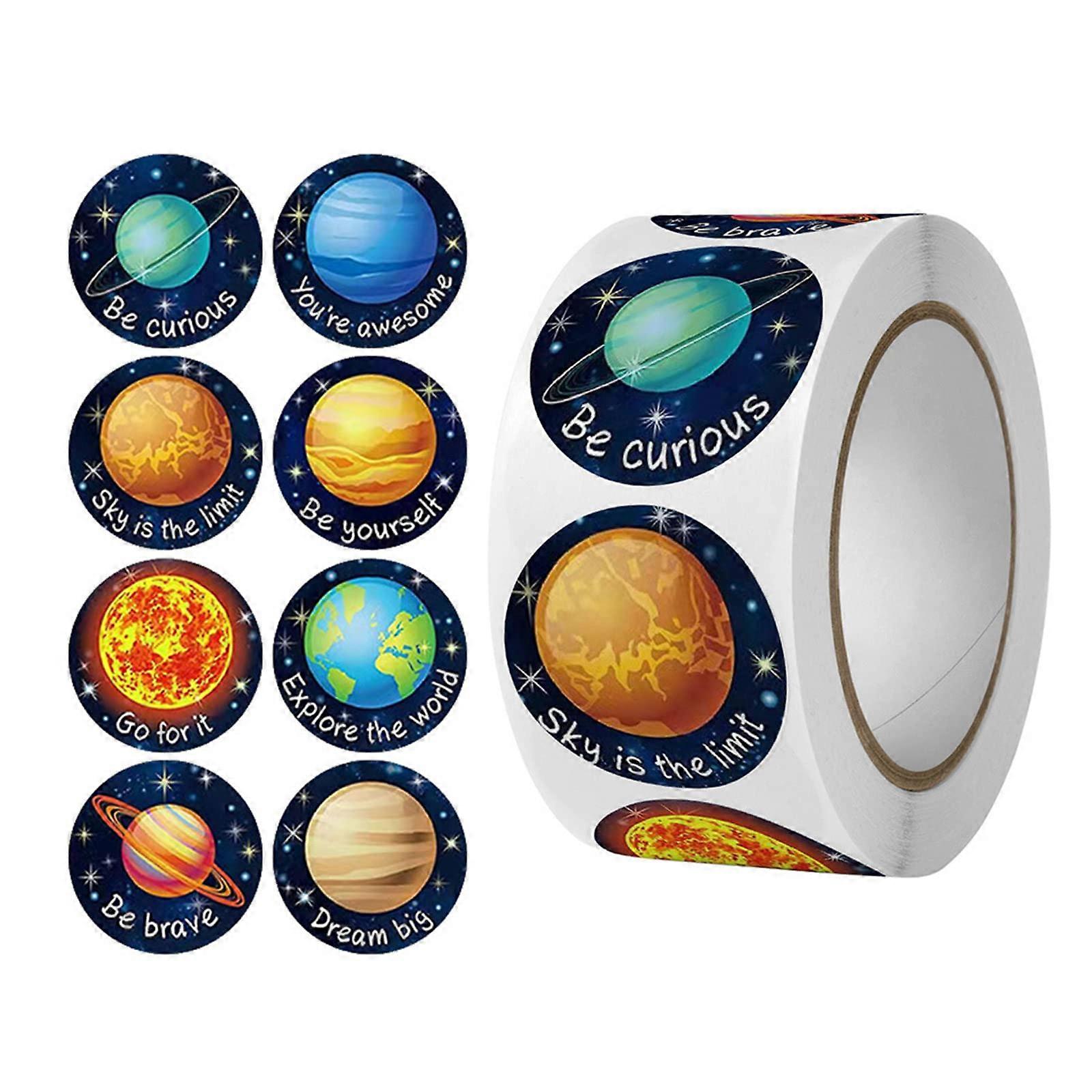 500 Self Adhesive Planet Decorative Stickers for Business Bubble Mailers and Envelopes, 2-inch Size, Durable Material