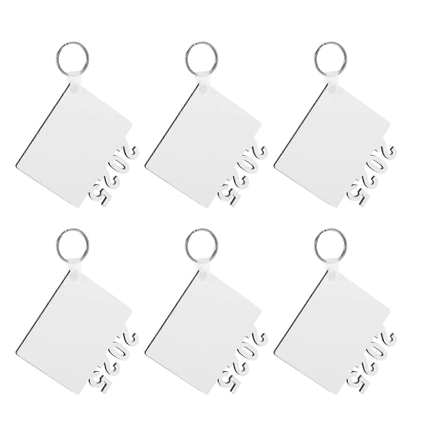 Graduation Keychain Photo Frame Keychain Class of 2025 Graduates Diy Sublimation Keepsake Decorative Item 6Pcs