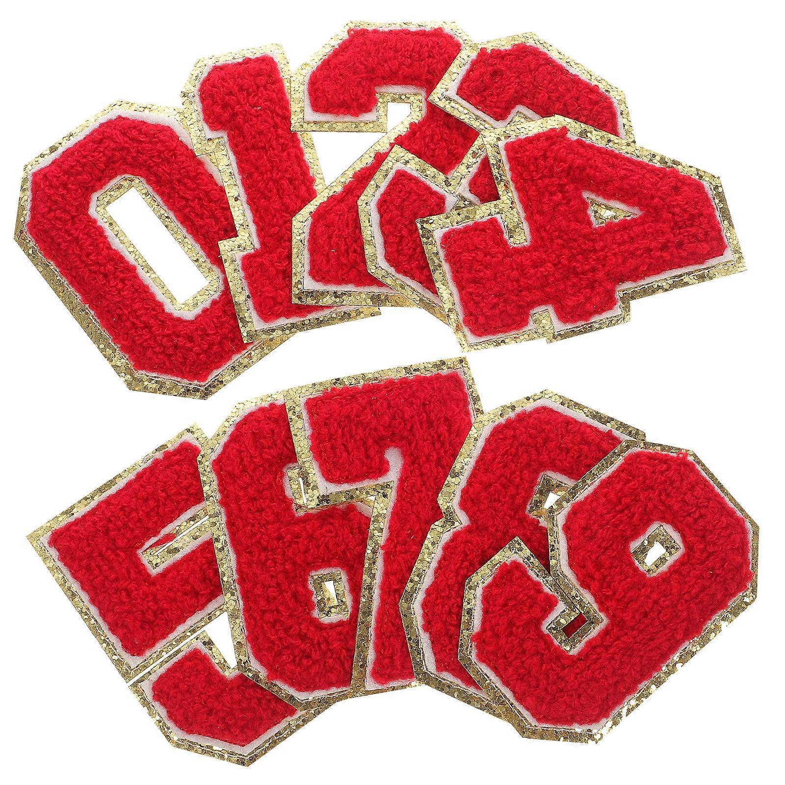 Bag Number Patches Decors Decorative Embroidered Patches Textile Accessories Red 8x5cm Diy Repair 20Pcs