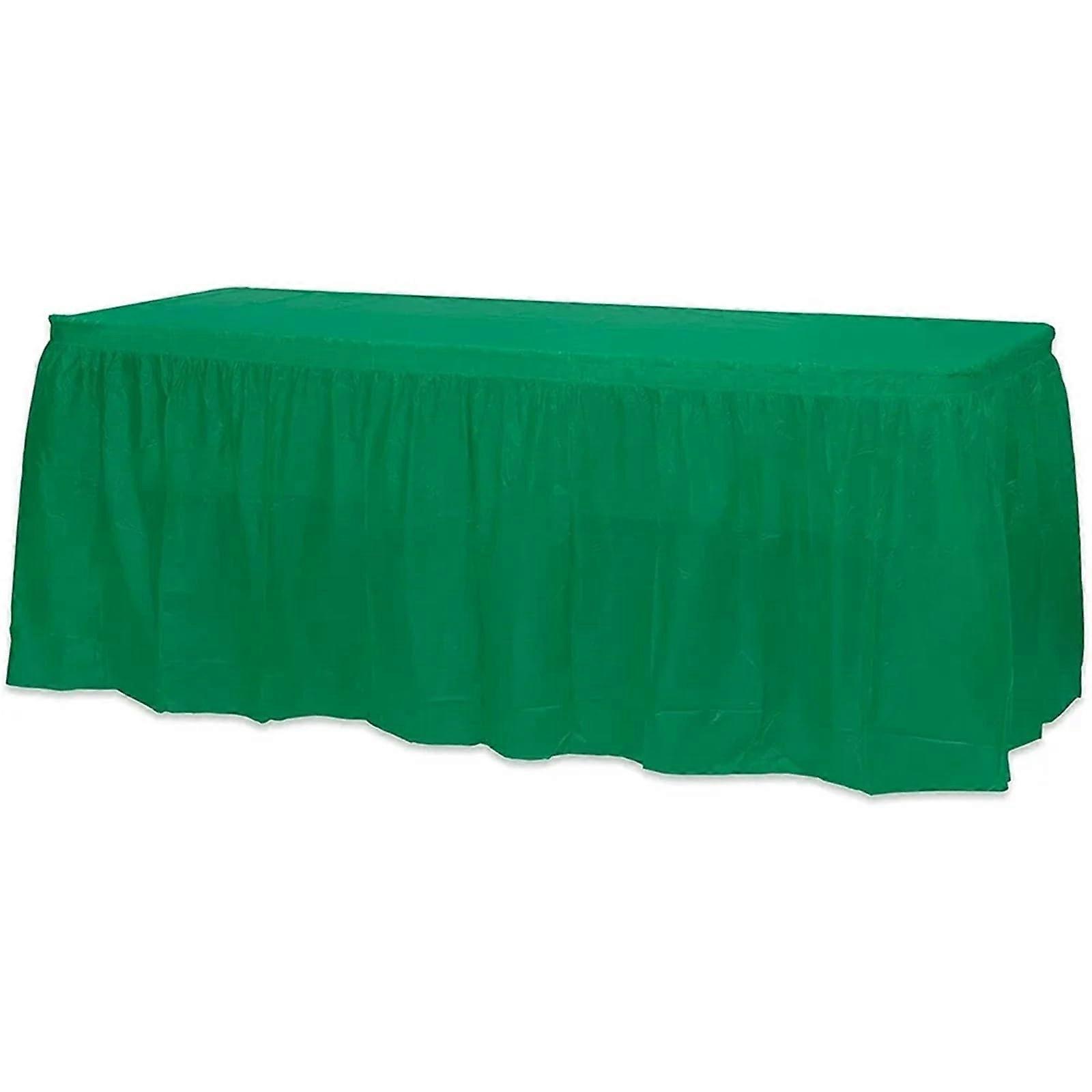 Rectangular Plastic Tablecloth for Weddings and Birthday Parties, Green Table Skirt 73x420cm, Durable and Elegant Design