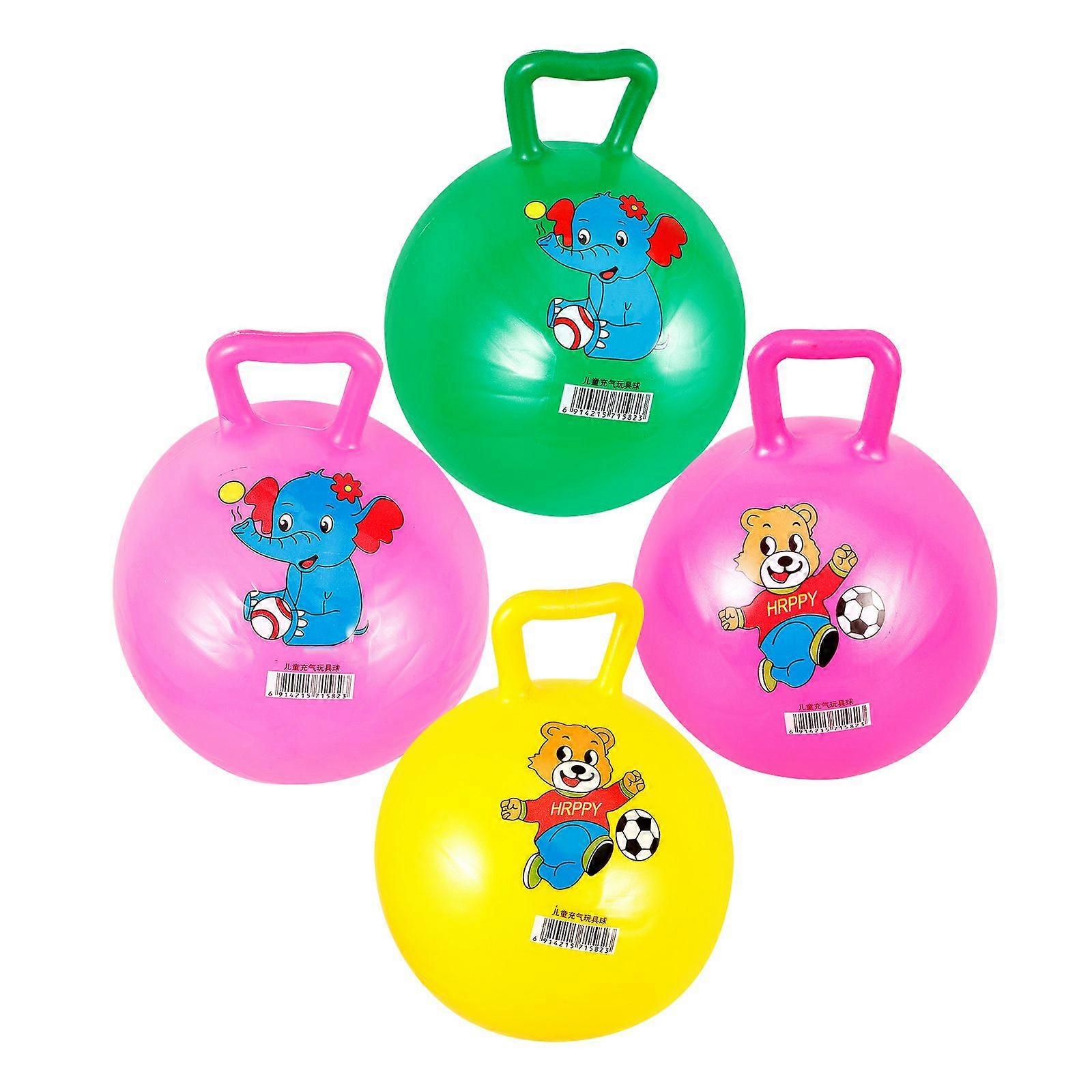 4Pcs Kids Inflatable Balls Jumping Balls Cartoon Pattern Hopper Balls (Random Pattern)