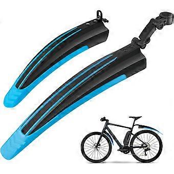Bike Mudguard Set, Portable Adjustable Road Mountain Bike Bicycle Cycling Tires Front and Rear Mud Guard Fenders (Blue)