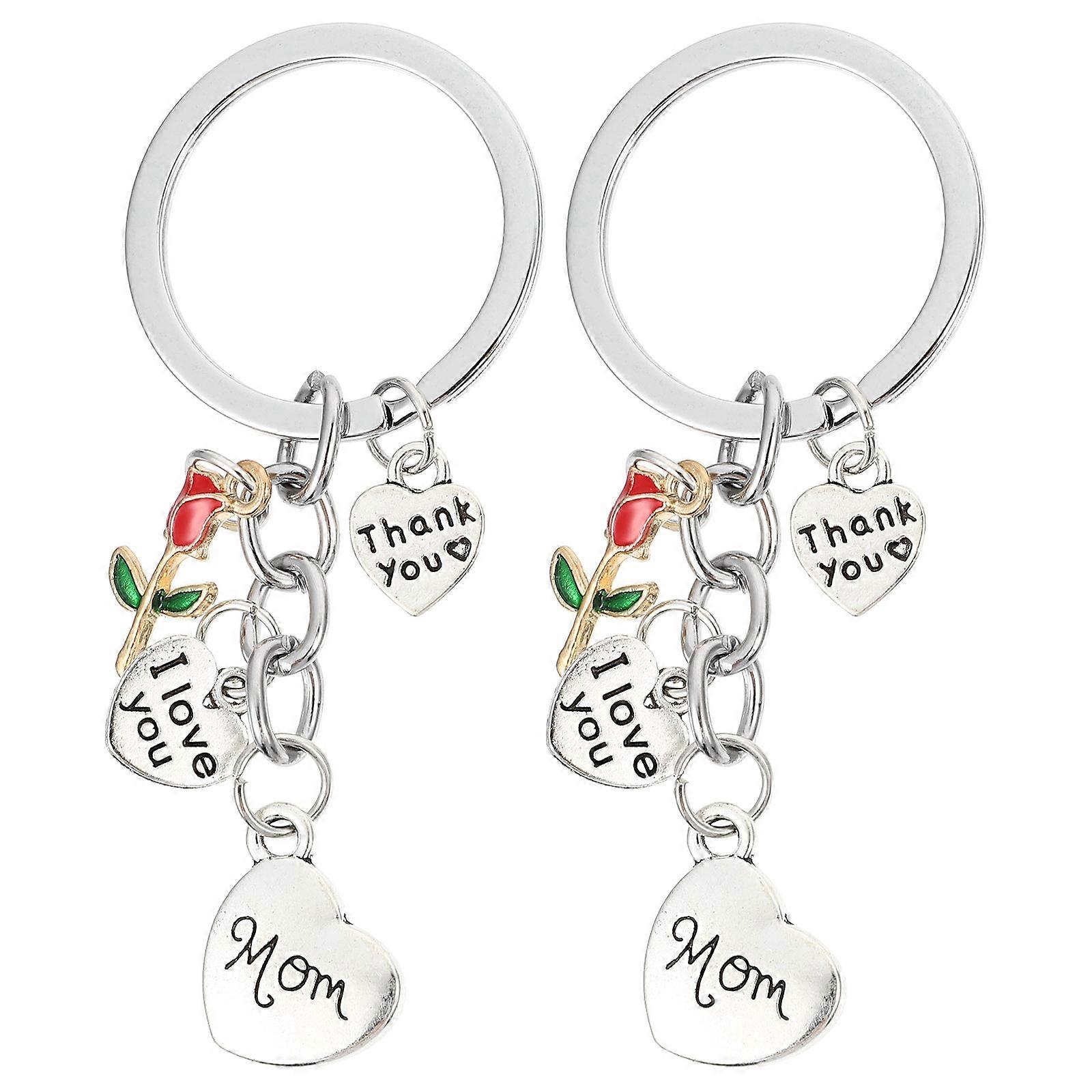 Mother's Day Keychains Metal Key Chain Simple Design Assorted Color 7.5X3X0.1CM 2Pcs