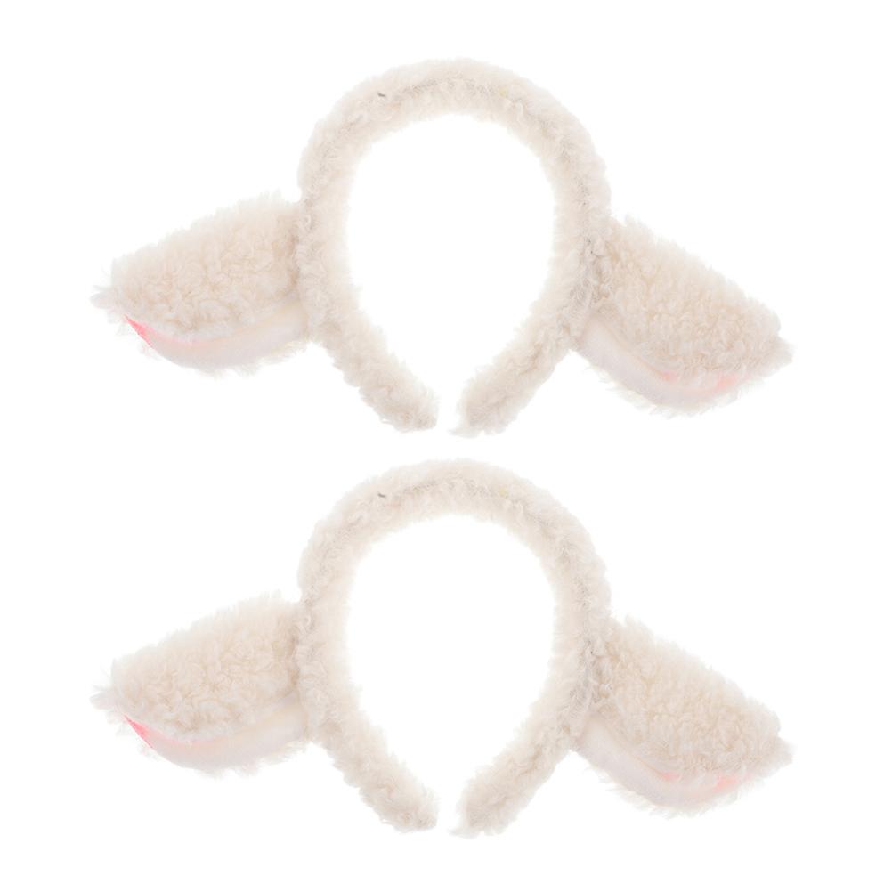 Sheep Ears Headband Plush Sheep Ear Headband Cartoon Style Plush Material For Teenagers Animal Themed Parties 2Pcs