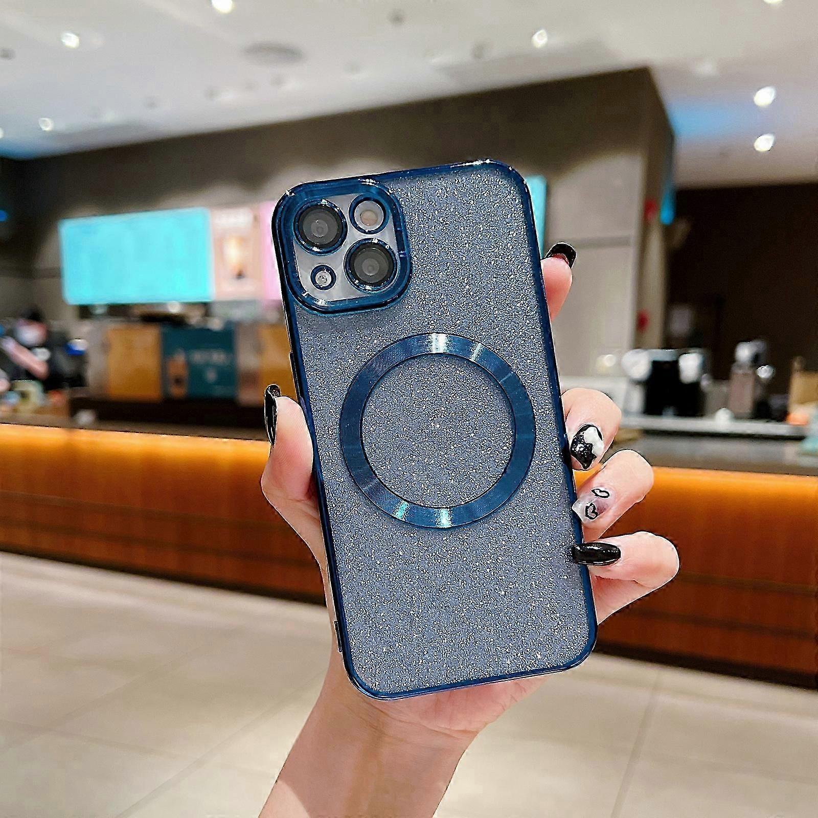 Glitter Case for iPhone 15 Pro Max/ 15 Ultra, Clear Magnetic Case Compatible with MagSafe Bling Sparkle Plating Soft Cover Women