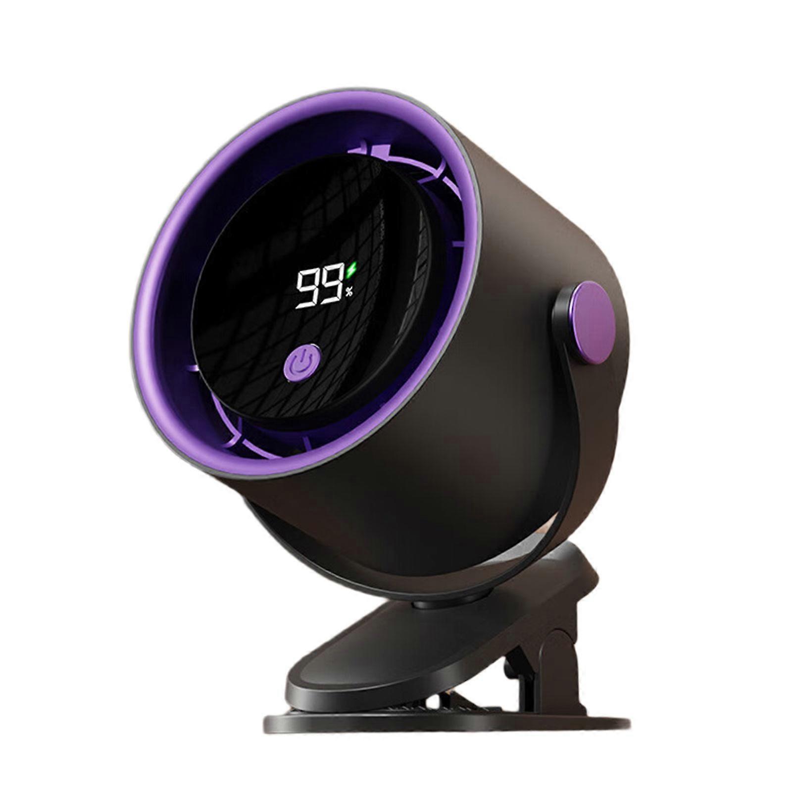 Desk Fan Small Clip on Fan Portable Cooling Fan Digital Display 100 Speed Strong Low Noise 360 Degree Rotation Fan Purple