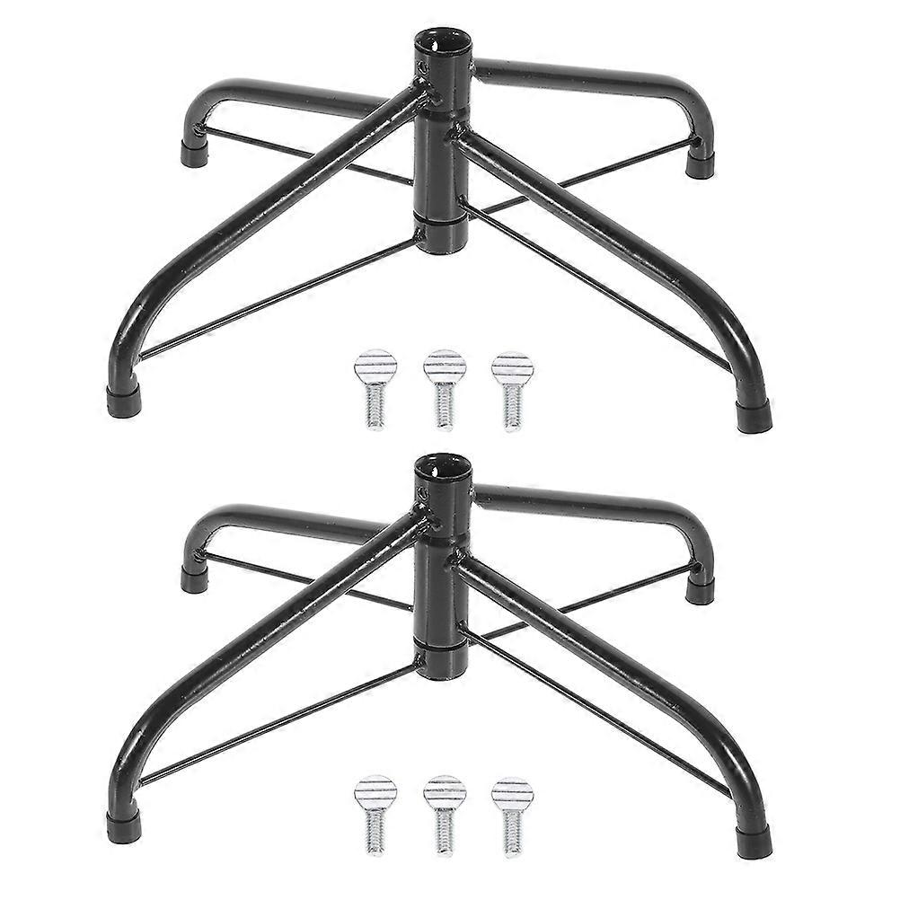 Fake Tree Stand Replacement Christmas Tree Bracket Dark Green Foldable Design For Winter Parties 2Pcs