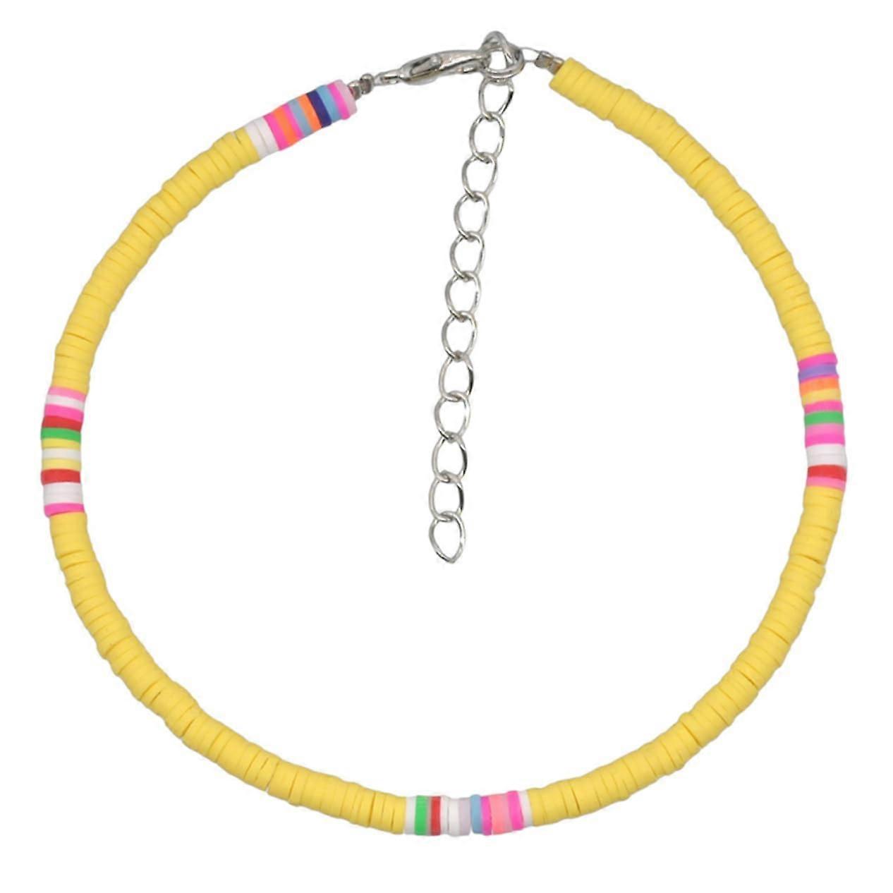 2 STK Clay Anklets Boho Friendship Bracelets Round Beads Hand Jewelry Beach Anklet