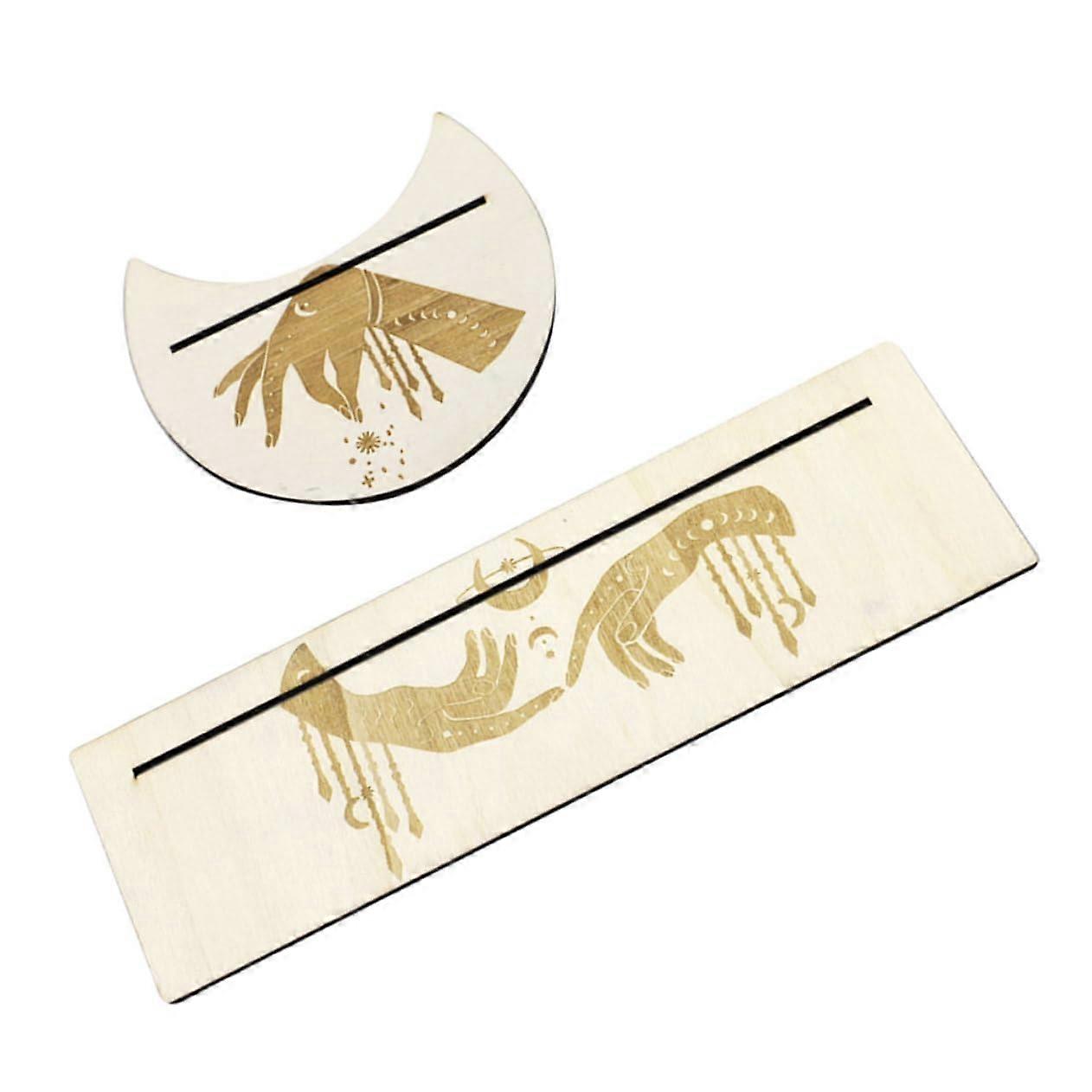 1Satz Moon Phase Tarot Card Holder Handcrafted Wood Stand for Rectangular Cards