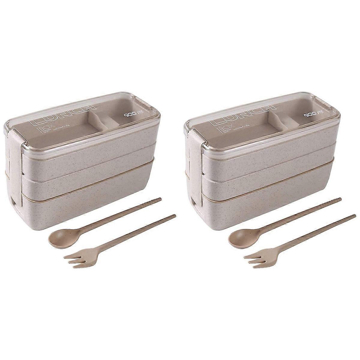 Japanese Lunch Box Bento Box , Compartment, Wheat Straw,Beige