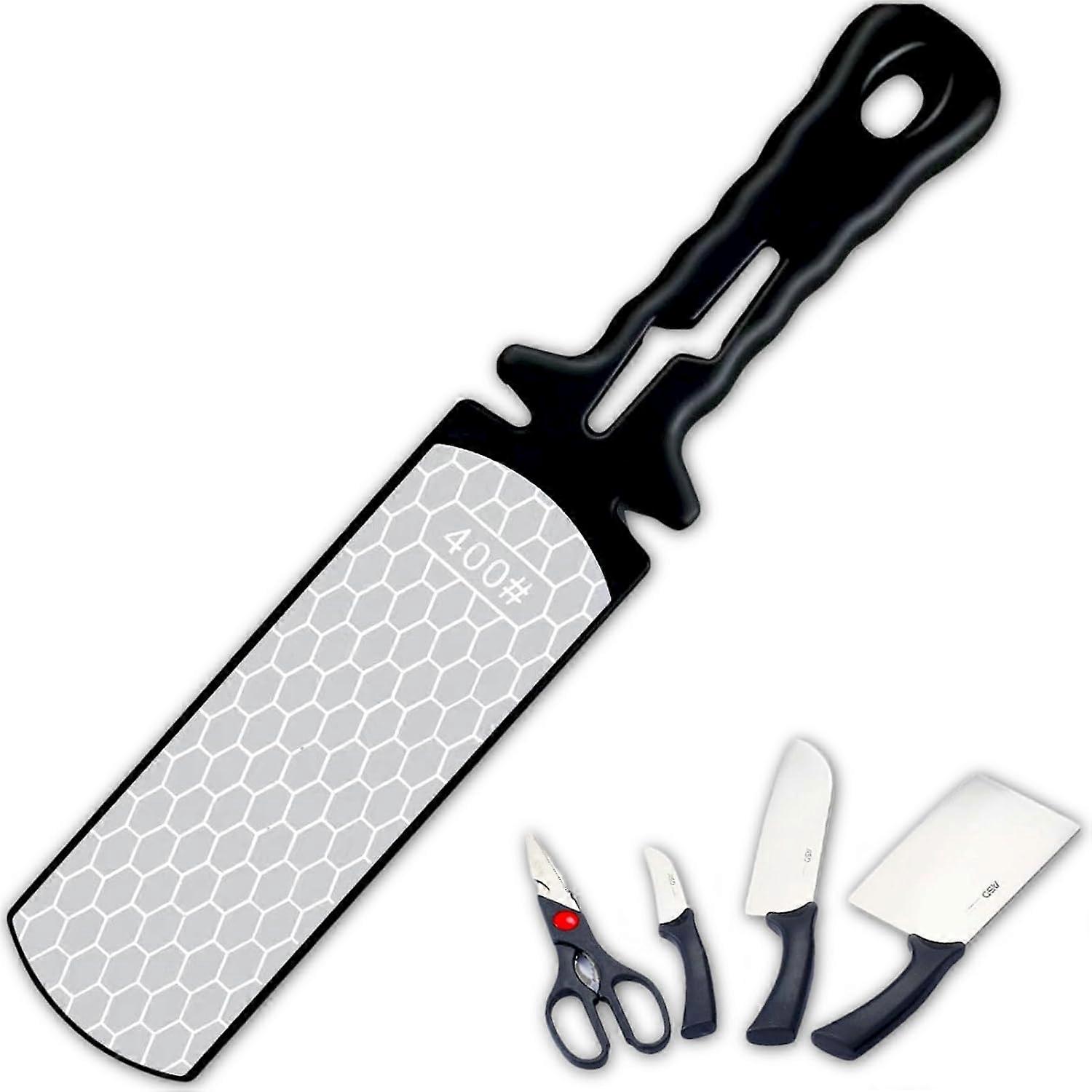 ZENGO Sharpening Stone 5 in 1 Sharpening Plate  Dual Sided Design for Sharpening Chef's Knives, Paring Knives, and Scissors