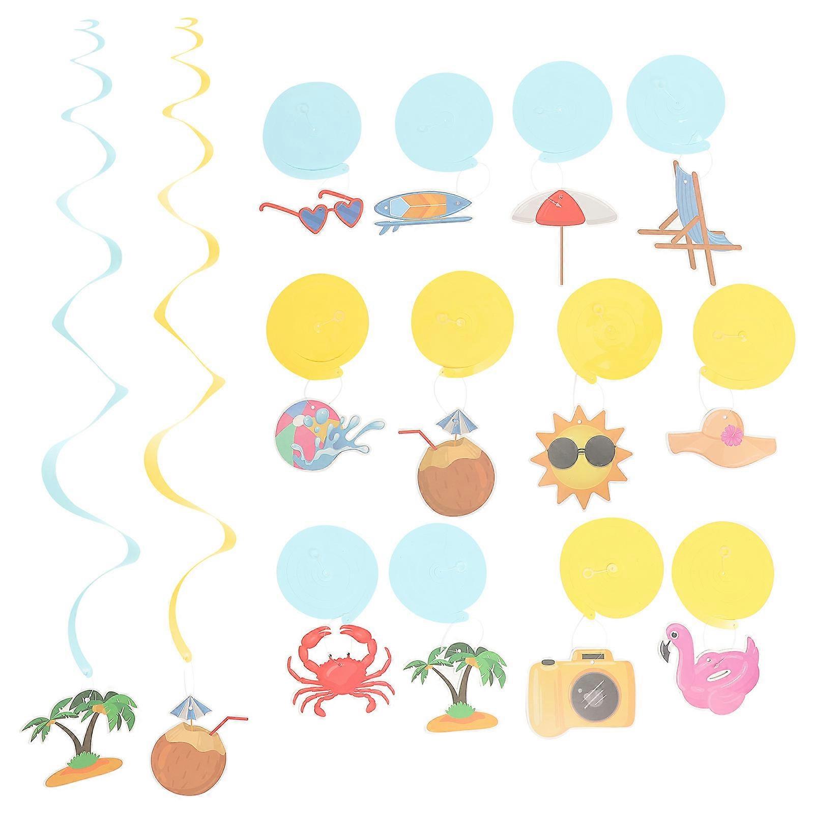 Hawaiian Swirl Hanging Decorations Paper Single Swirl for Summer Beach Parties Luau Themed Events Pool Gatherings Indoor Outdoor Use Easy To Assemble