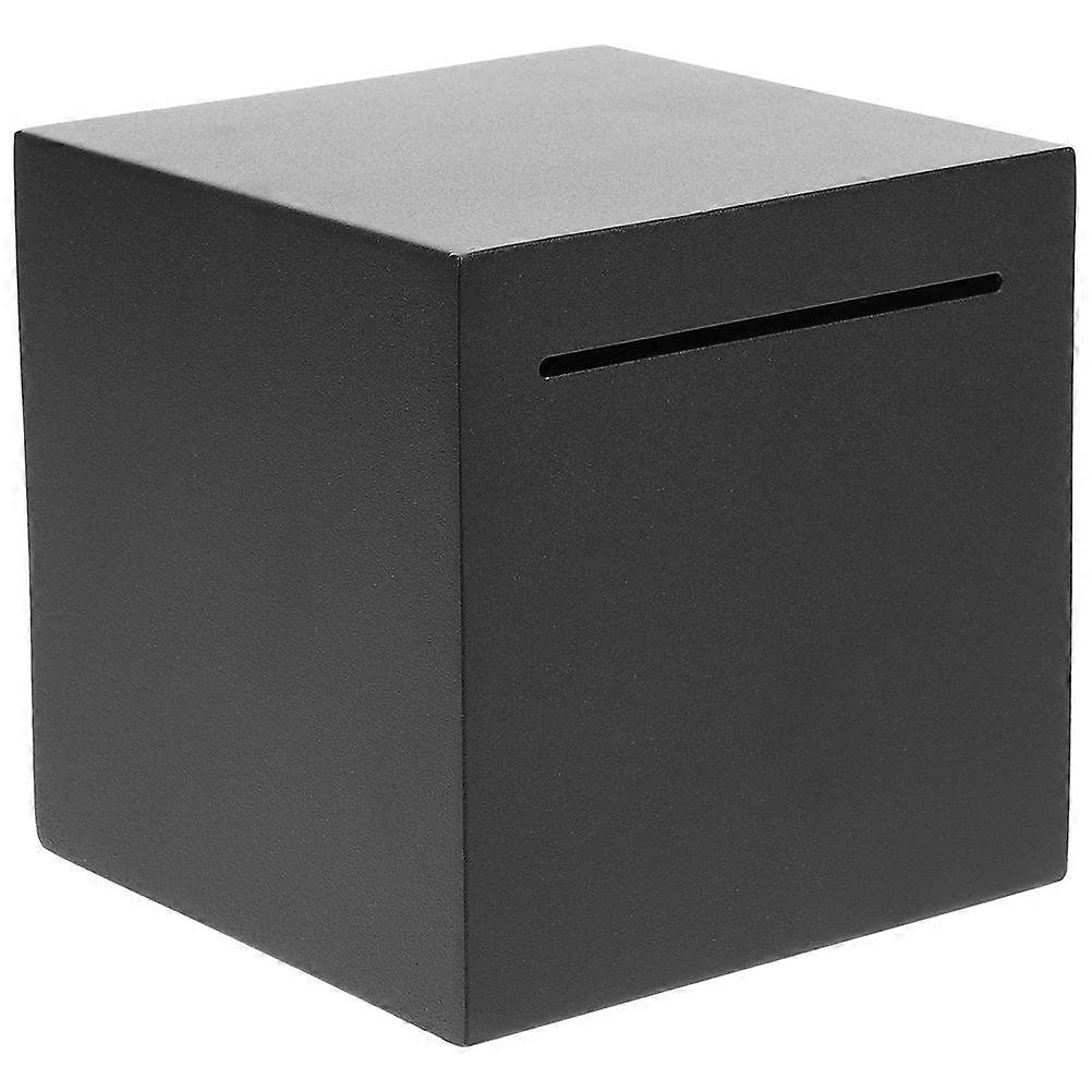 Saving Box Stainless Steel Desktop Coin Container Adults Black 20.00X20.00X20.00CM Unbreakable 1Pack