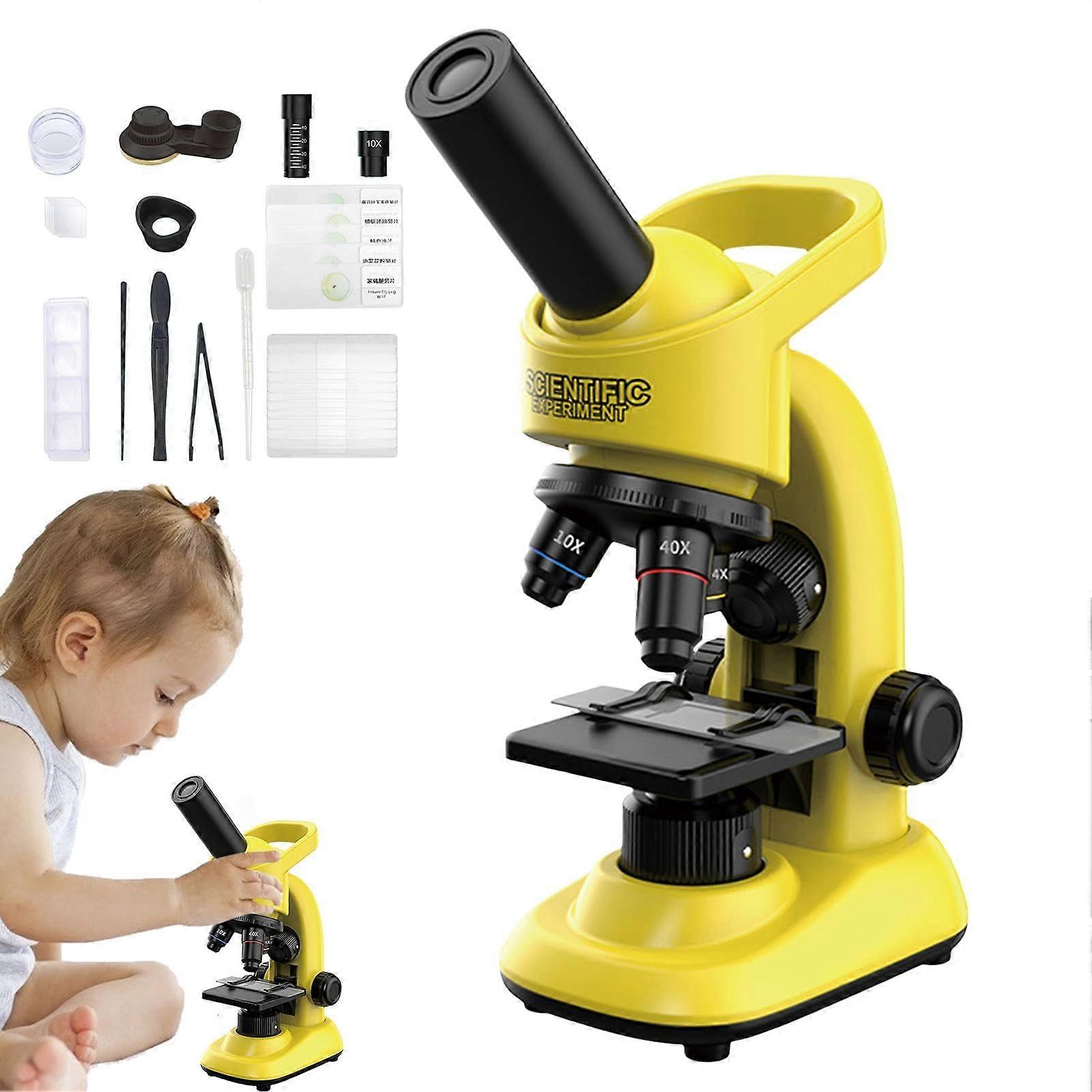 Preschool Science Explorer Kit for Homeschool Labs, Children's Microscope 40x to 16000x Magnification, Yellow Edu-Set