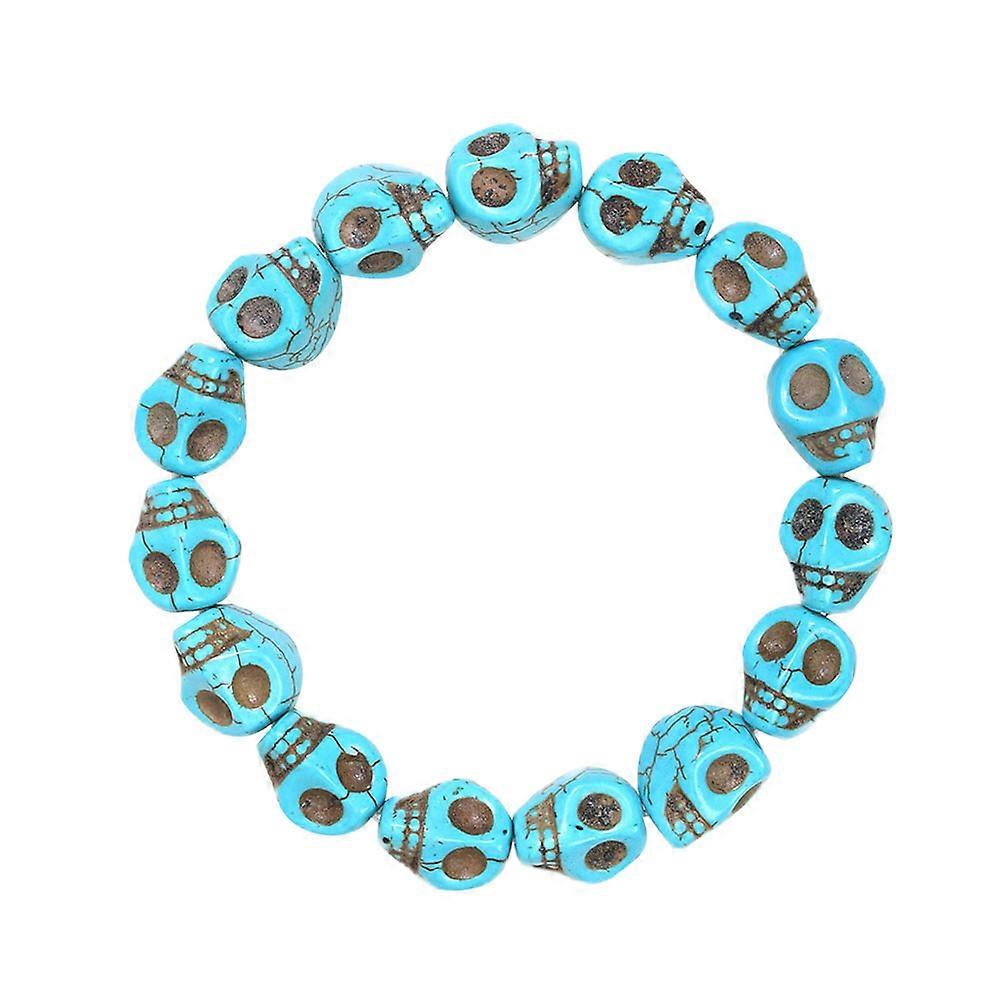 Green Stone Halloween Bracelet Skull Shape Adjustable Size Comfortable to Wear Jewelry Accessory 1Set