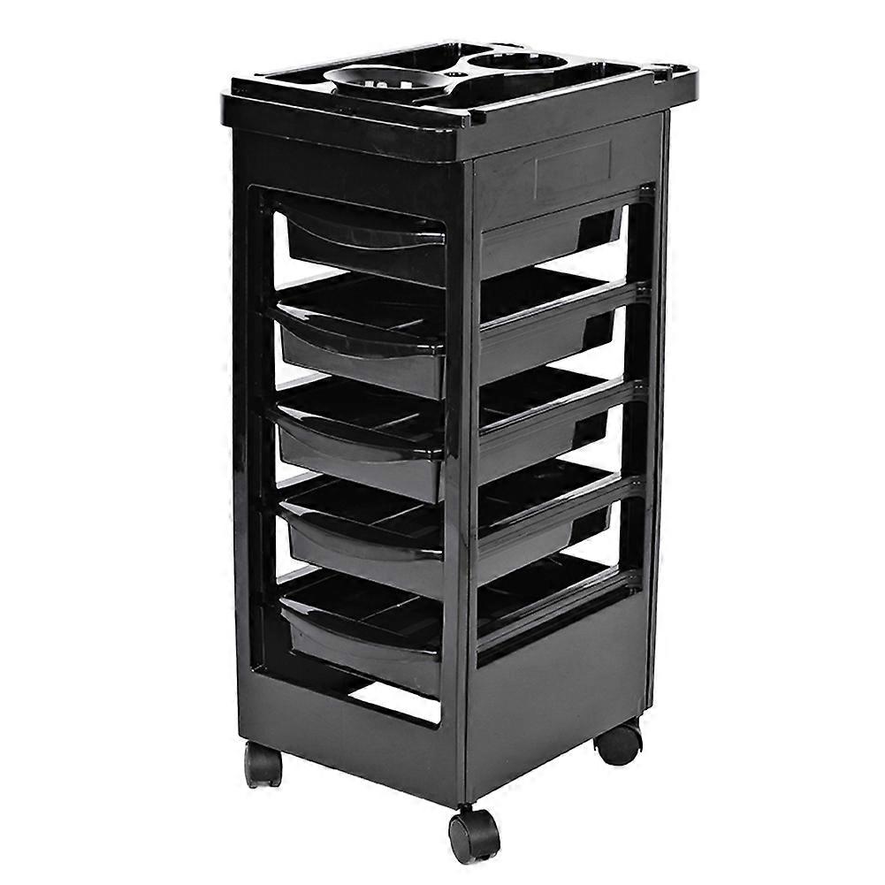 Hair Salon Instrument Storage Cart Adjustable Height Trolley Beauty Tools with 5 Drawers