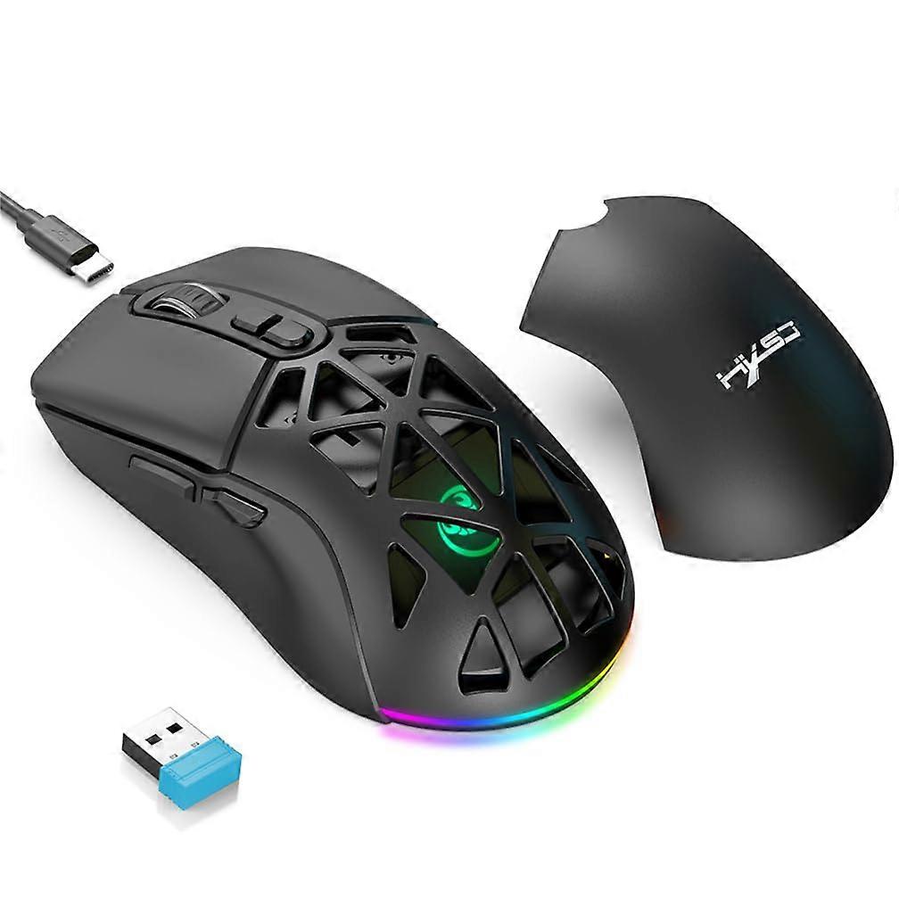 Wireless Gaming Mouse Bluetooth 5.1, 2.4G RGB, 4800DPI, Rechargeable 650mAh for PC, Laptop, Mac OS, Black