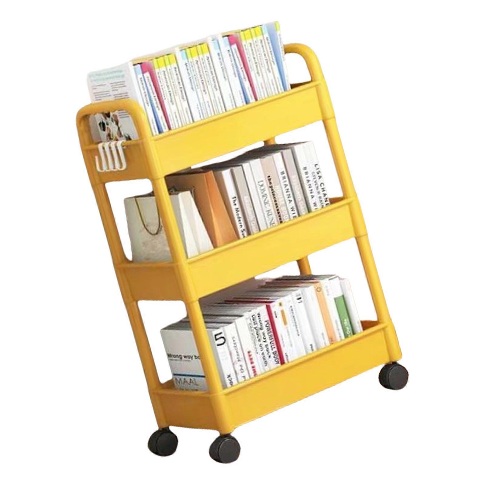 Easy Assemble Plastic 3 Shelf Rolling Organizers Plastic Utility Cart For Bathroom Kitchen Storage Space Efficient Design  Yellow