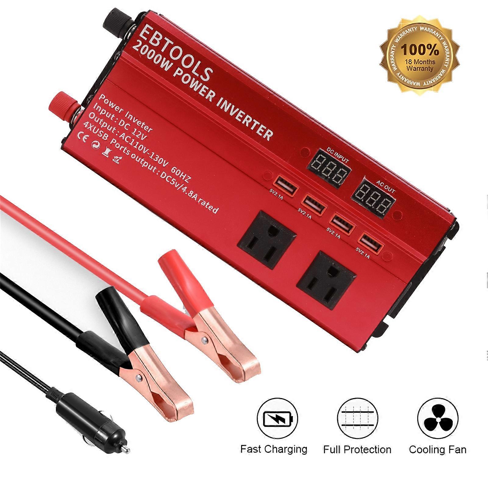 Inverter di potenza per auto 1000W 12V a AC con display a LED