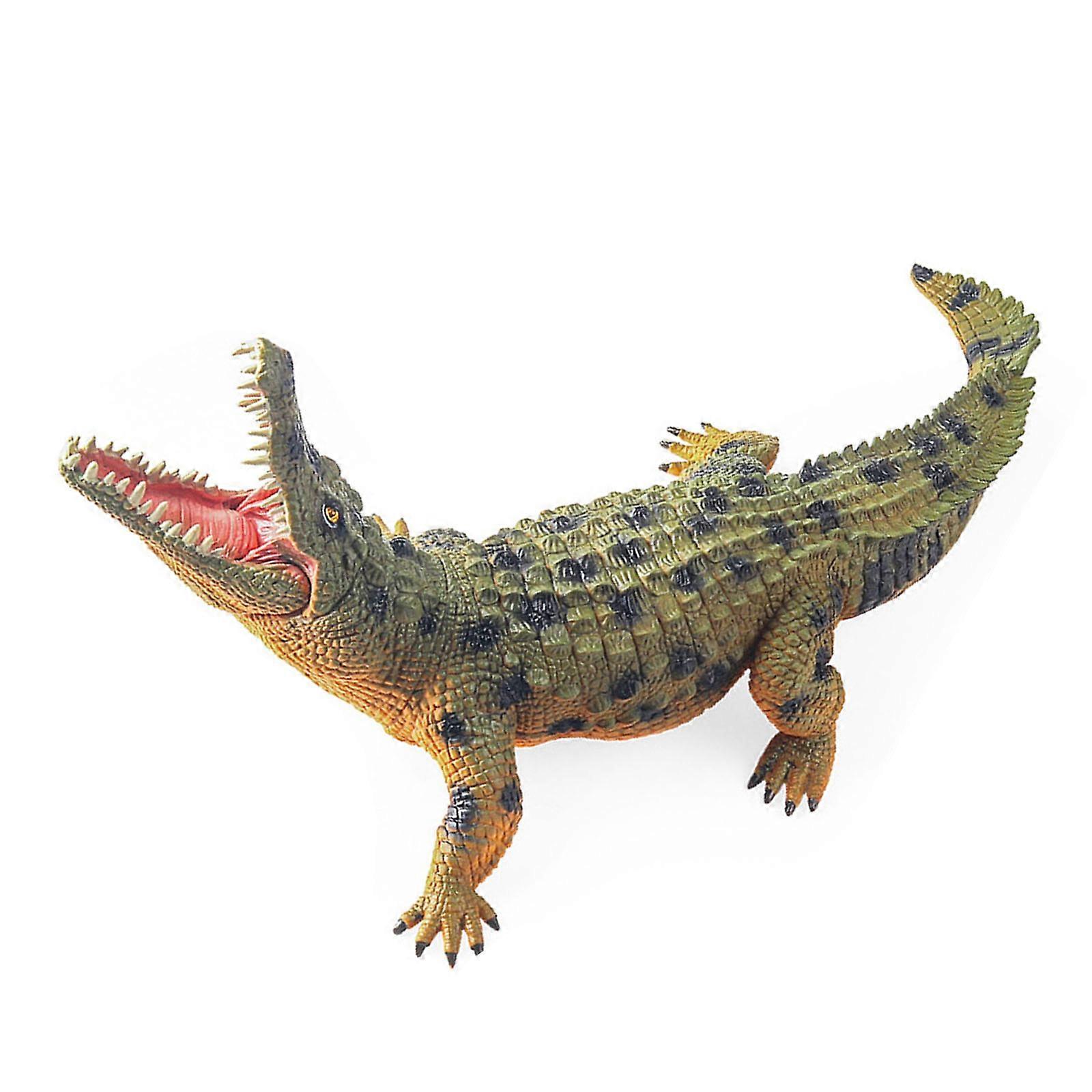 博物館の展示や家族のコレクションのための現実的なワニのおもちゃの柔軟なジョイントデザイン野生動物モデル置物緑
