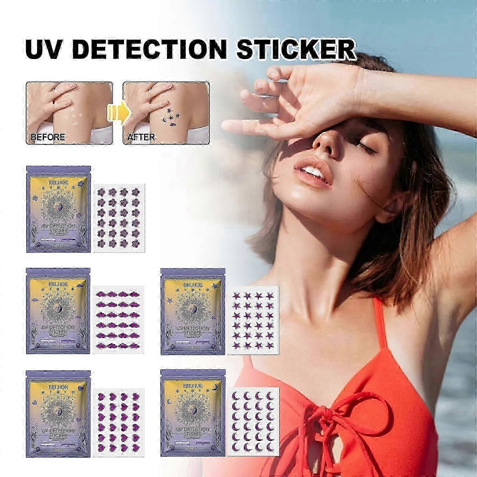 日焼け止め用UVステッカー120枚、UV検知ステッカー、汗&防水UV活性化日焼け止めステッカー、日焼け防止のために色を変える